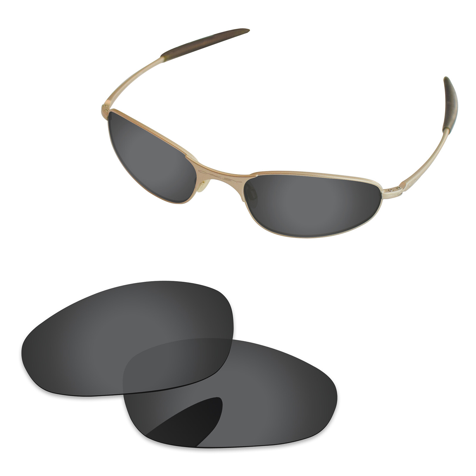Lenslog Black Polarized Replacement Lenses For-Oakley A Wire Sunglasses