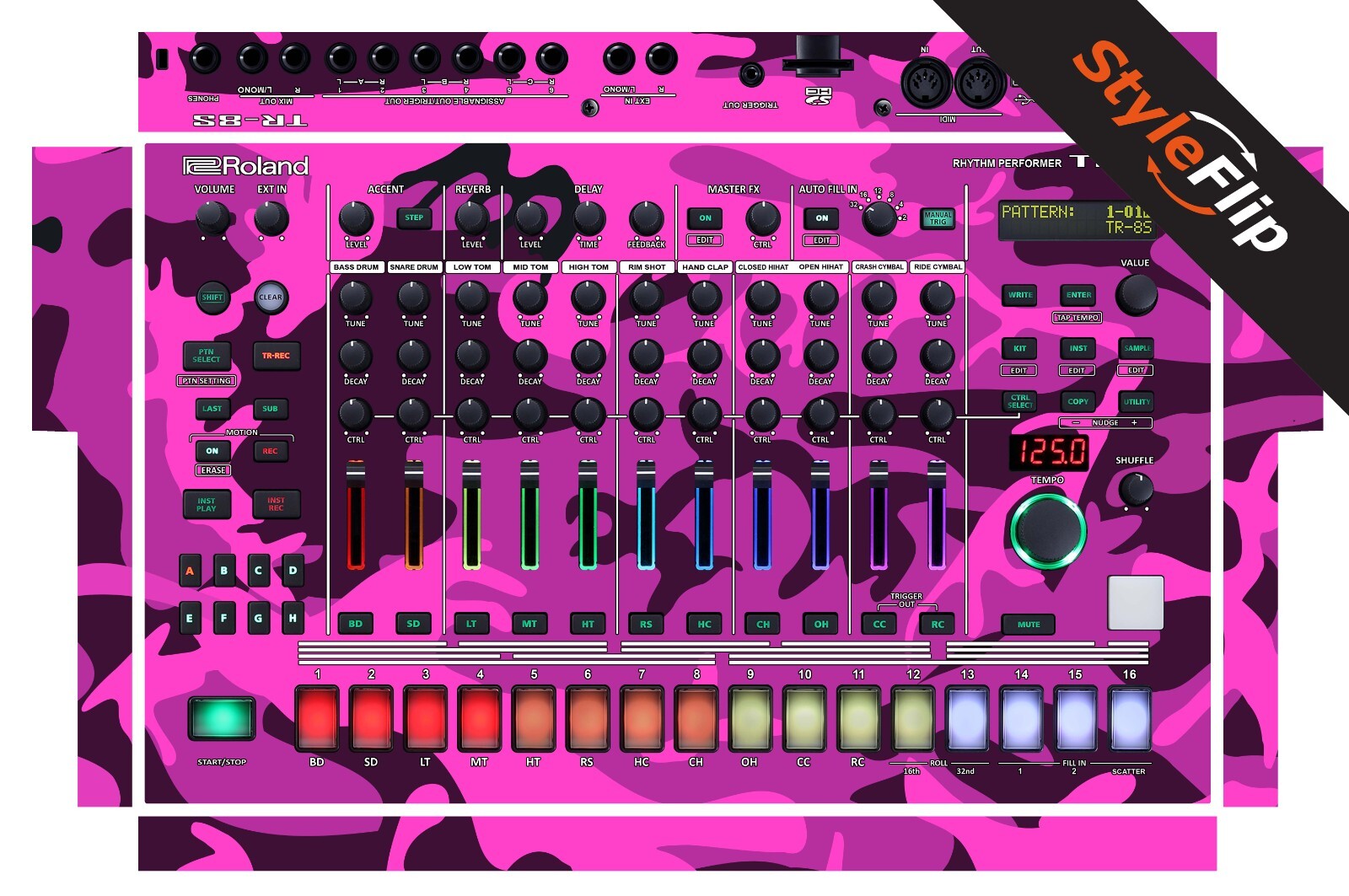 Roland TR-8S Rhythm Composer | Pink Camo | Protective Decal | StyleFlip Skins