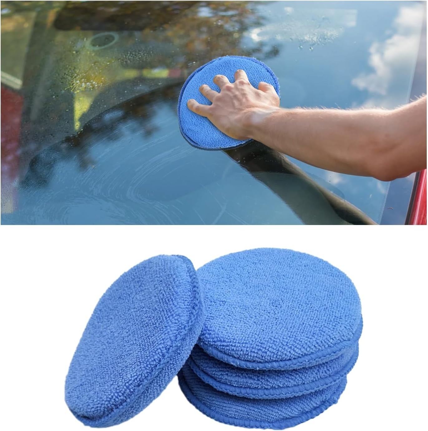 4 Pack Microfiber Applicator Pads, Car Wax Foam Buffing and Cleaning Pads, Ti...