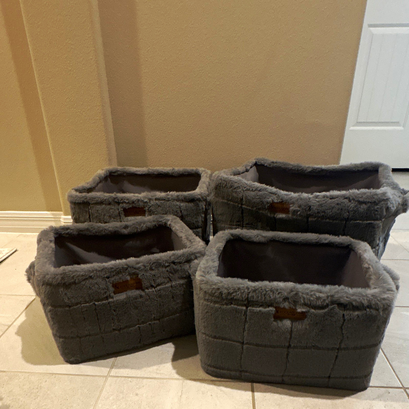 Koolaburra by UGG Gray Fabric Nested Storage Baskets Set of 4 18x15x12