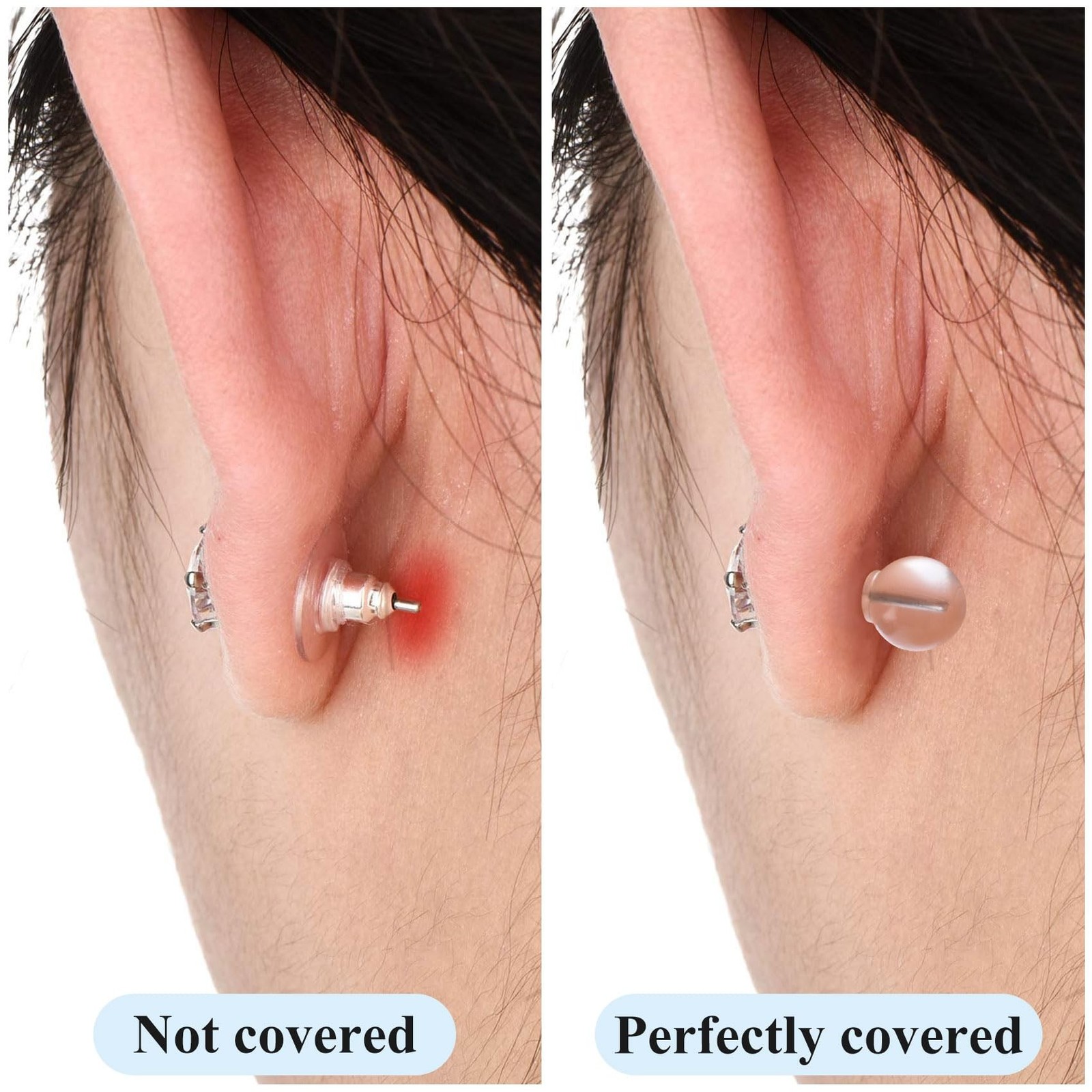 50 Pcs Comfort Impenetrable Soft Safety Backs, Secure Clear Rubber Earring Ba...