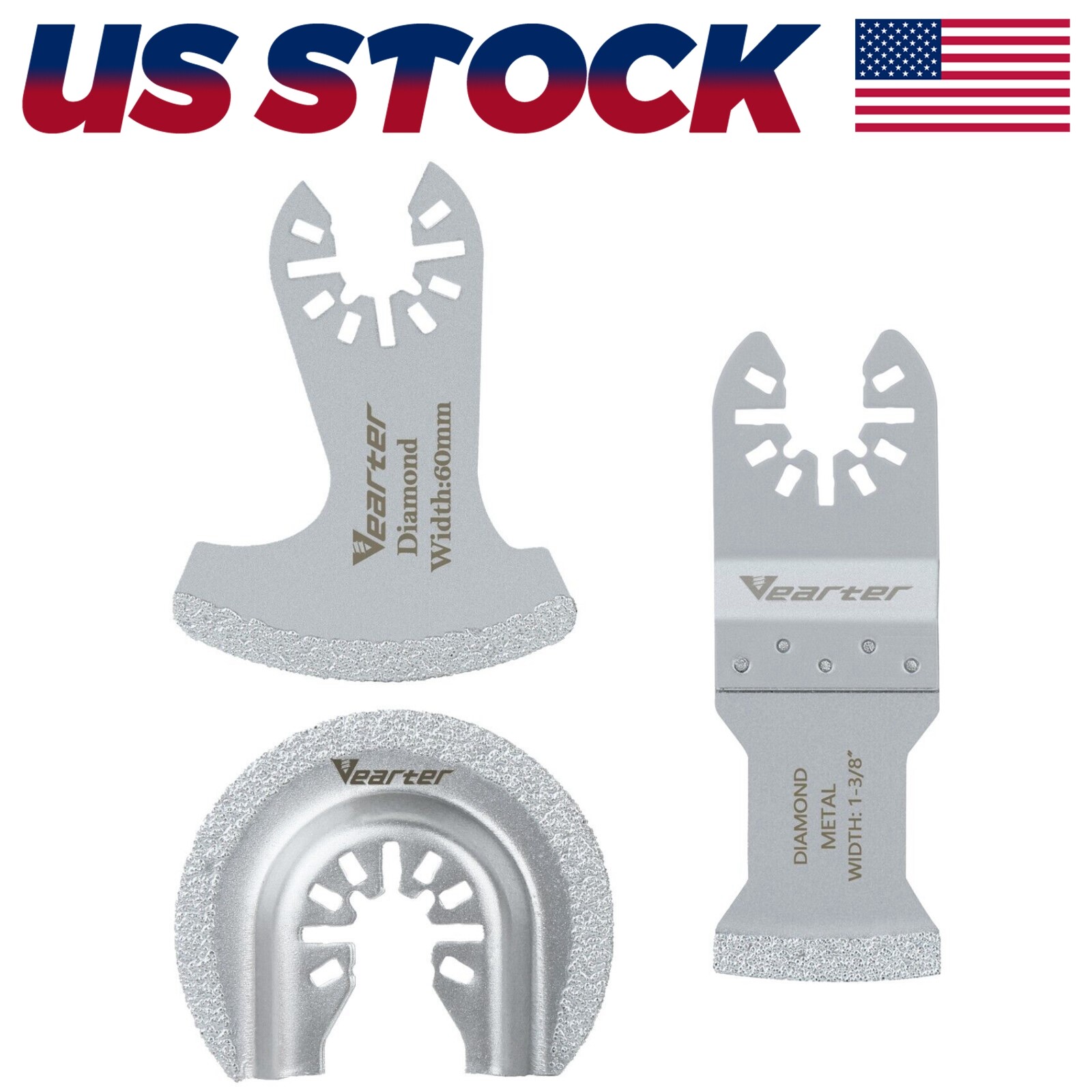 3X Oscillating Multi Tool Blade Diamond Saw Blades Set For Mortar Grout Removal