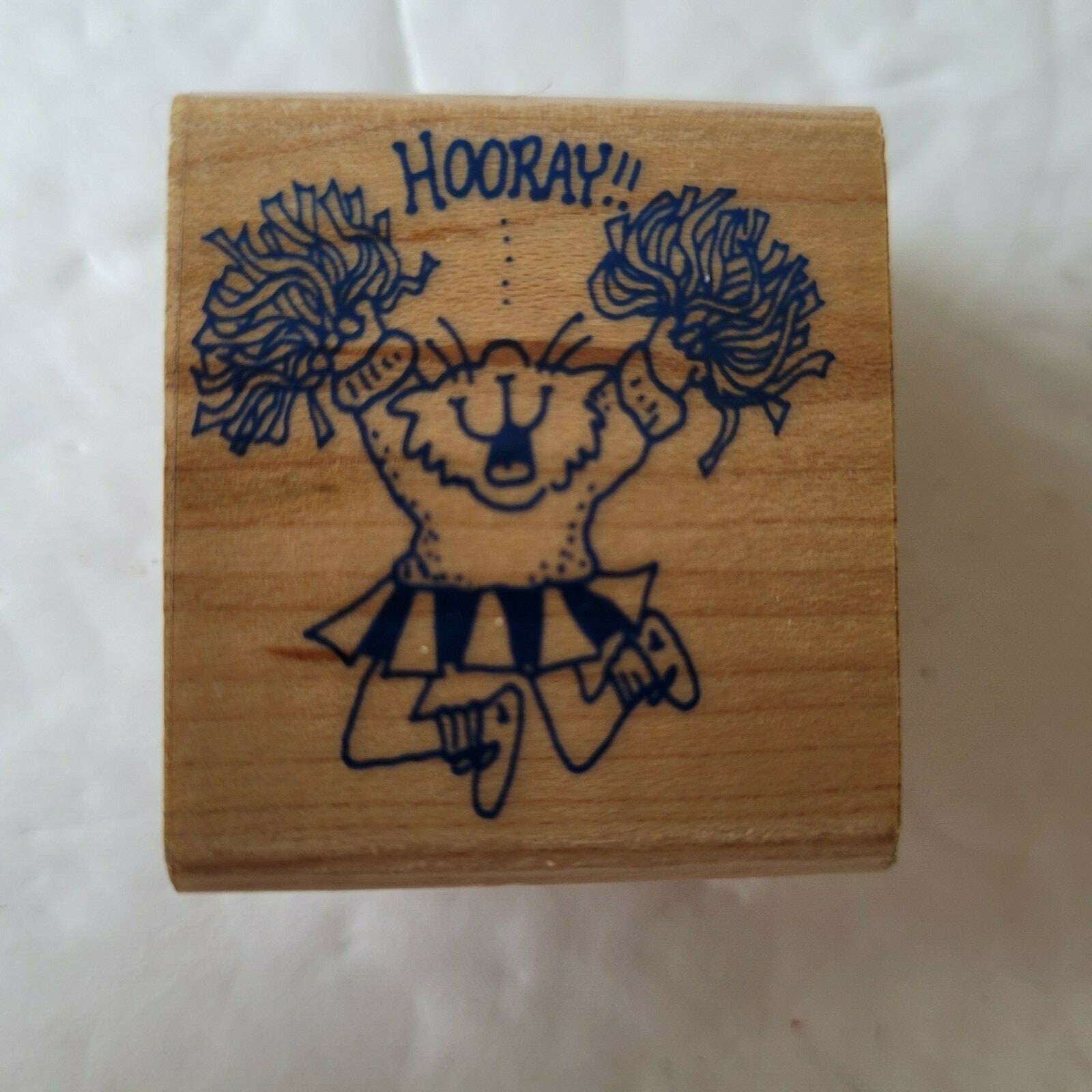 Hooray Kitty Cat Cheerleader Mounted Rubber Stamp D429G Sonburn Inc 1989