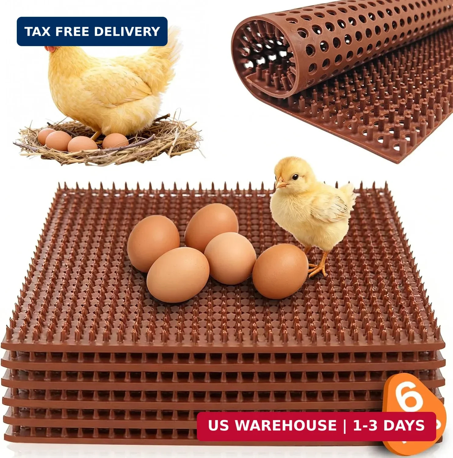 6 Pack Chicken Nesting Pads, Reusable Nesting Pads for Chicken Coop, 12