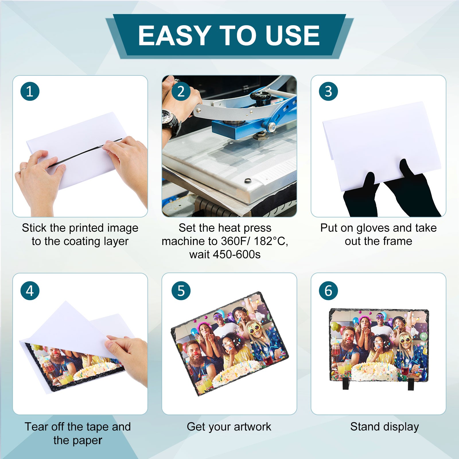 Sublimation Slate Blanks, Square, 8"