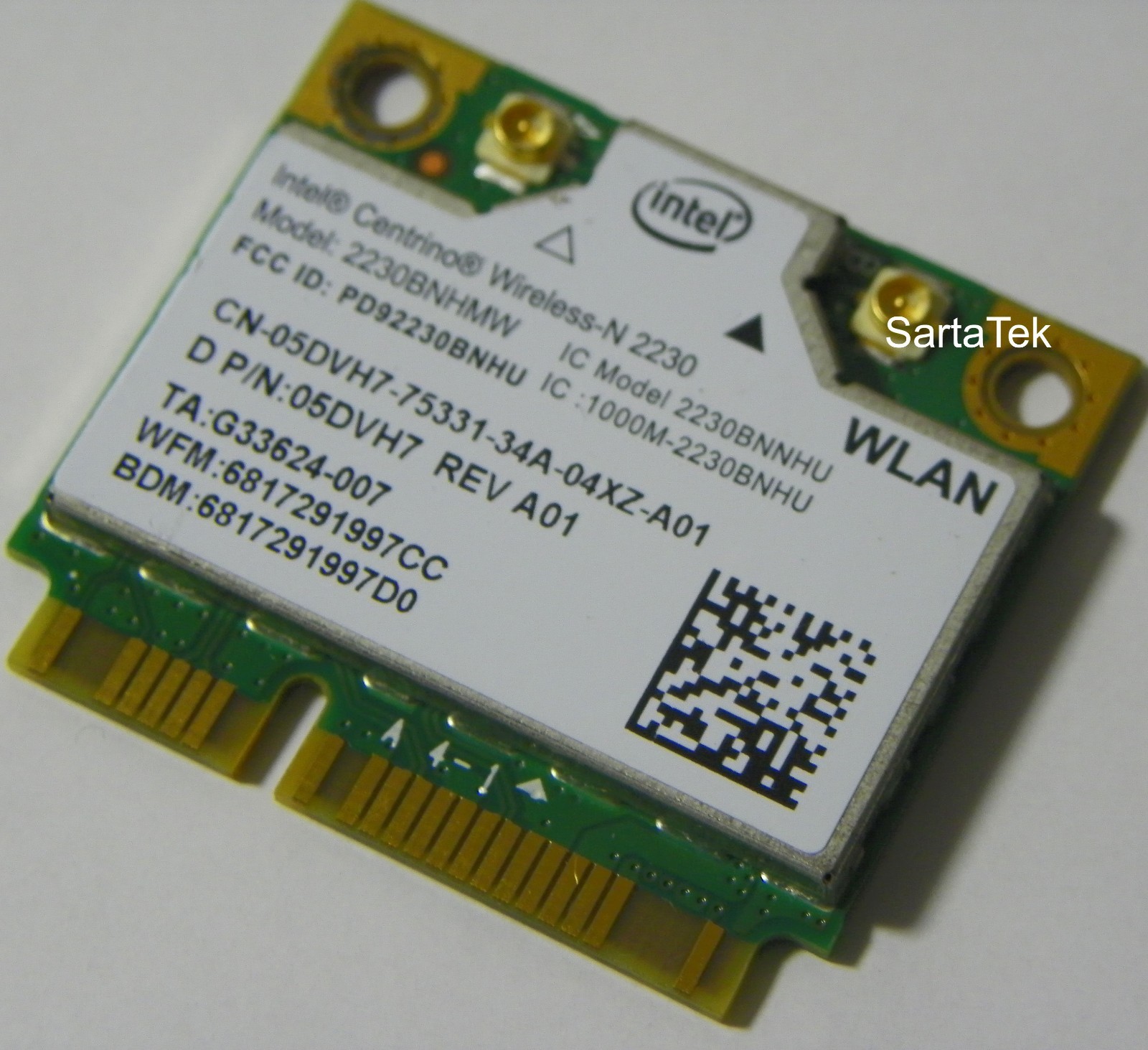 New Dell Wireless-N 2230 2230BNHMW 802.11b/g/n WLAN BT 4.0 PCIe Half 5DVH7