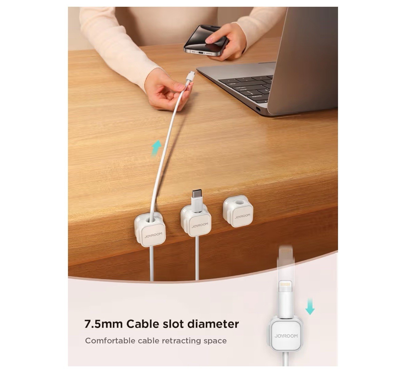 JOYROOM 6 Pack Magnetic Cable Clips [Cable Smooth Adjustable] “Cable Management”