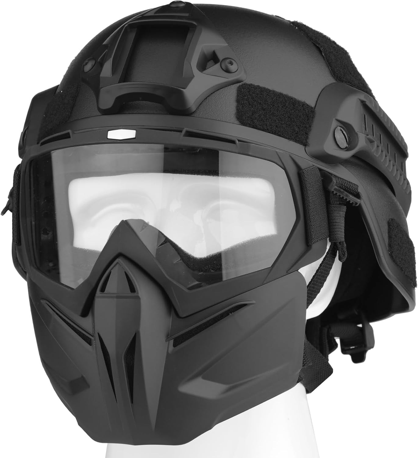 Airsoft Helmet and Mask, Full Face Mask with Detachable Goggles, Paintball Black