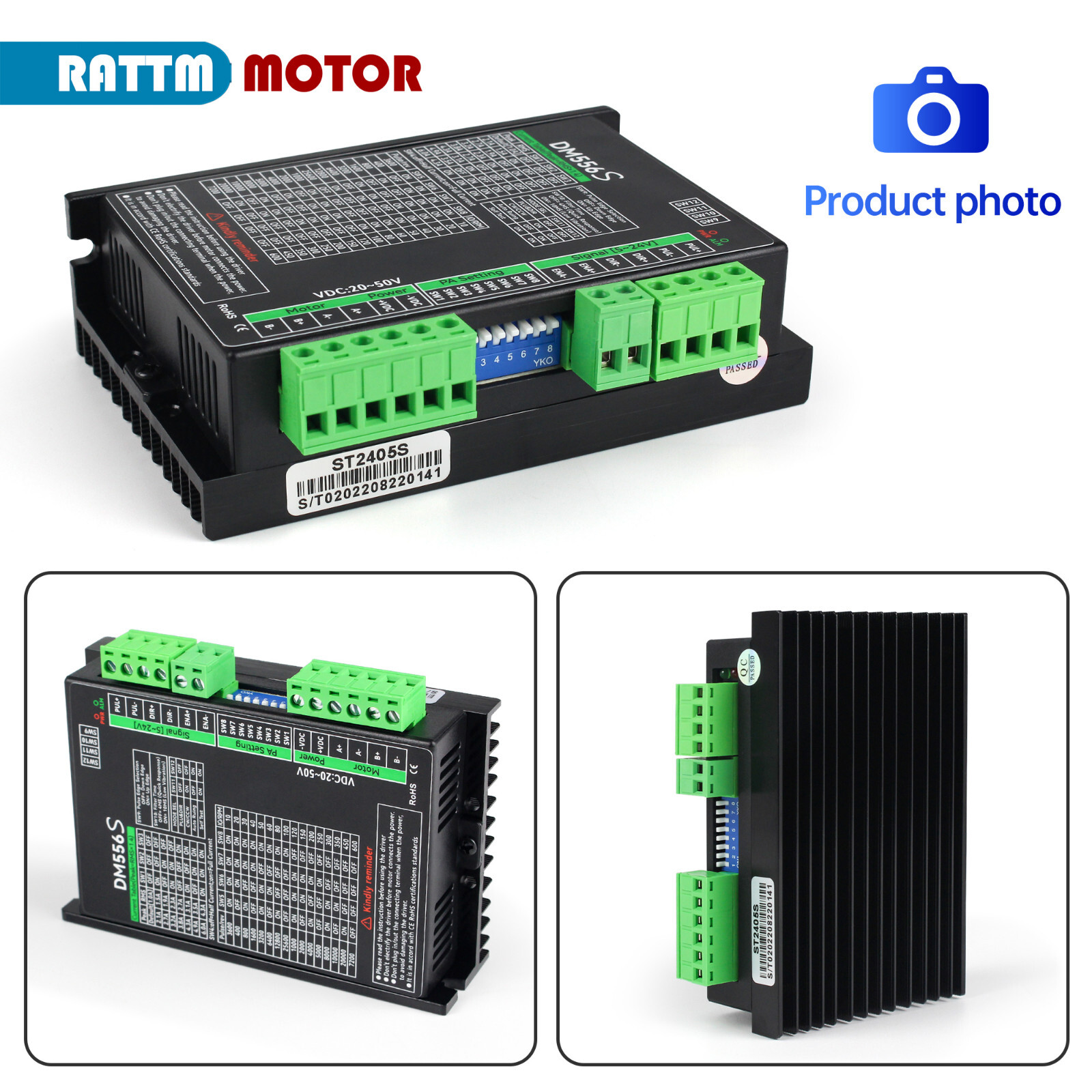 【US】 DM556S Stepper Motor Driver 20-50V DC 256 microstep 1-6A for Nema17/23/34