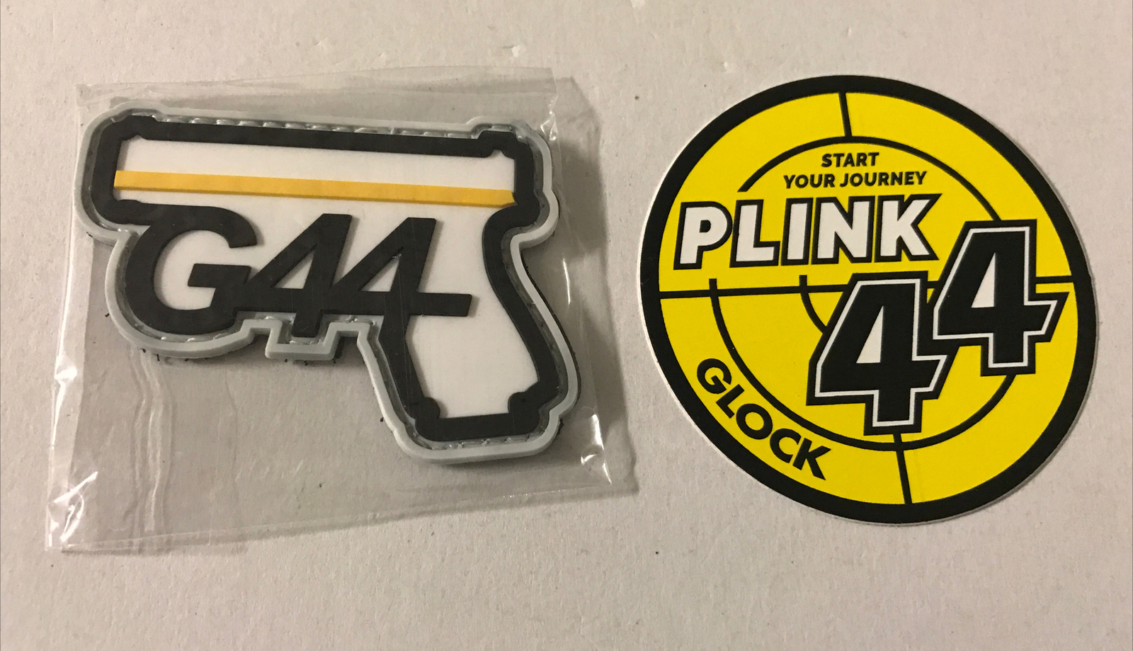 Shot Show Glock Promo Lot G44 Gun Morale Patch & Plink 44 Sticker Decal Lot New