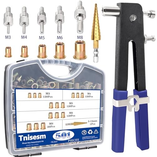 501Pcs Rivet Nut Tool Kit, Rivnut Tool 5 Size Nutsert Tool Kit