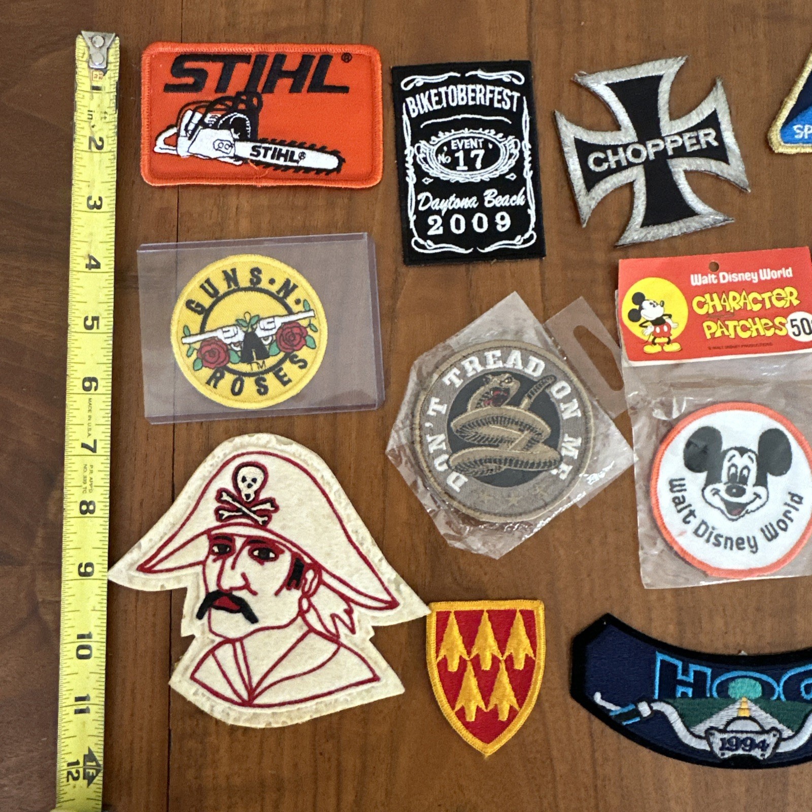 Lot Of 7 Vintage Patches NASA Space Shuttle, Mickey Mouse, Motorcycle, Stihl