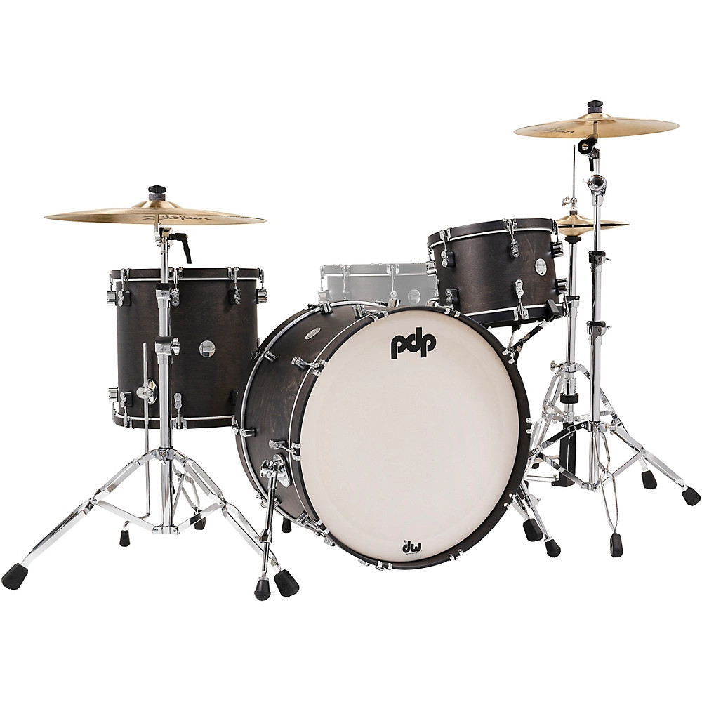 PDP by DW Concept Classic 3-Piece Shell Pack w/24 in. Bass and Ebony Hoops Ebony
