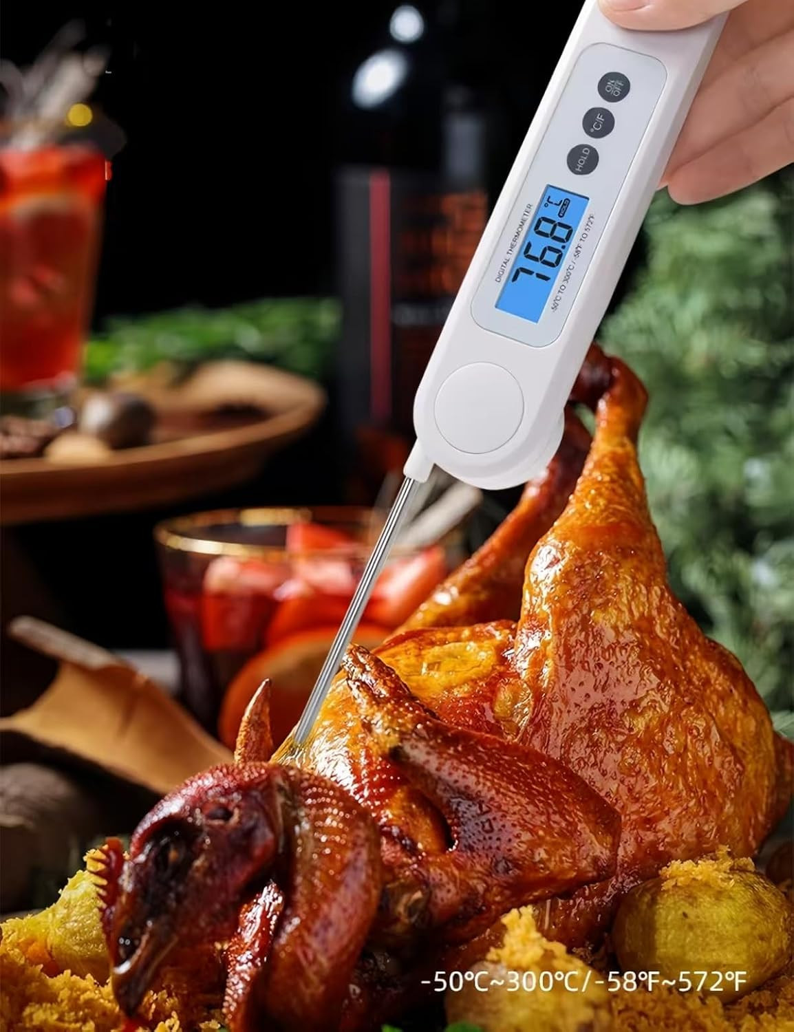 Instant Reading Food Thermometer with Foldable Probe - High Precision Digital Th