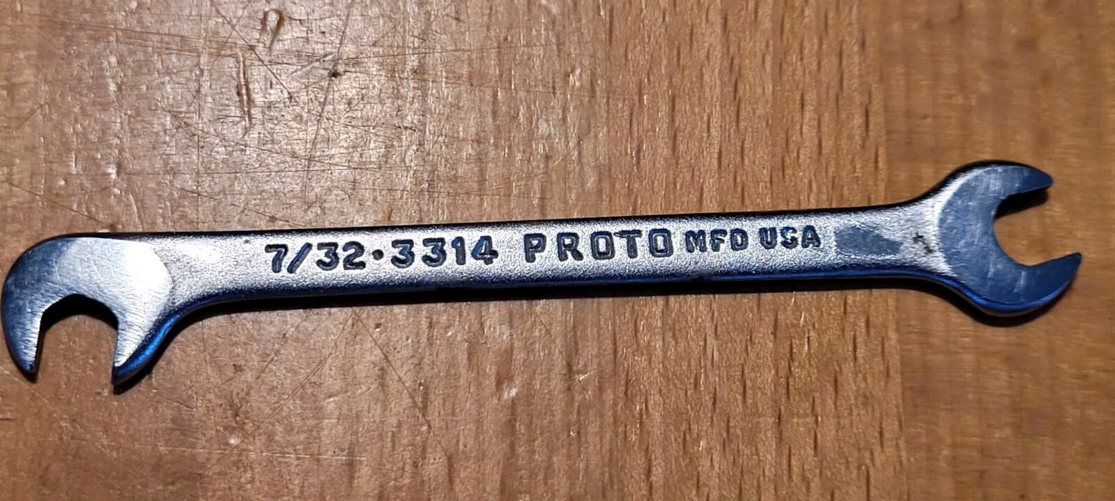 PROTO 7/32" Angle Double Open End Wrench 3314 USA