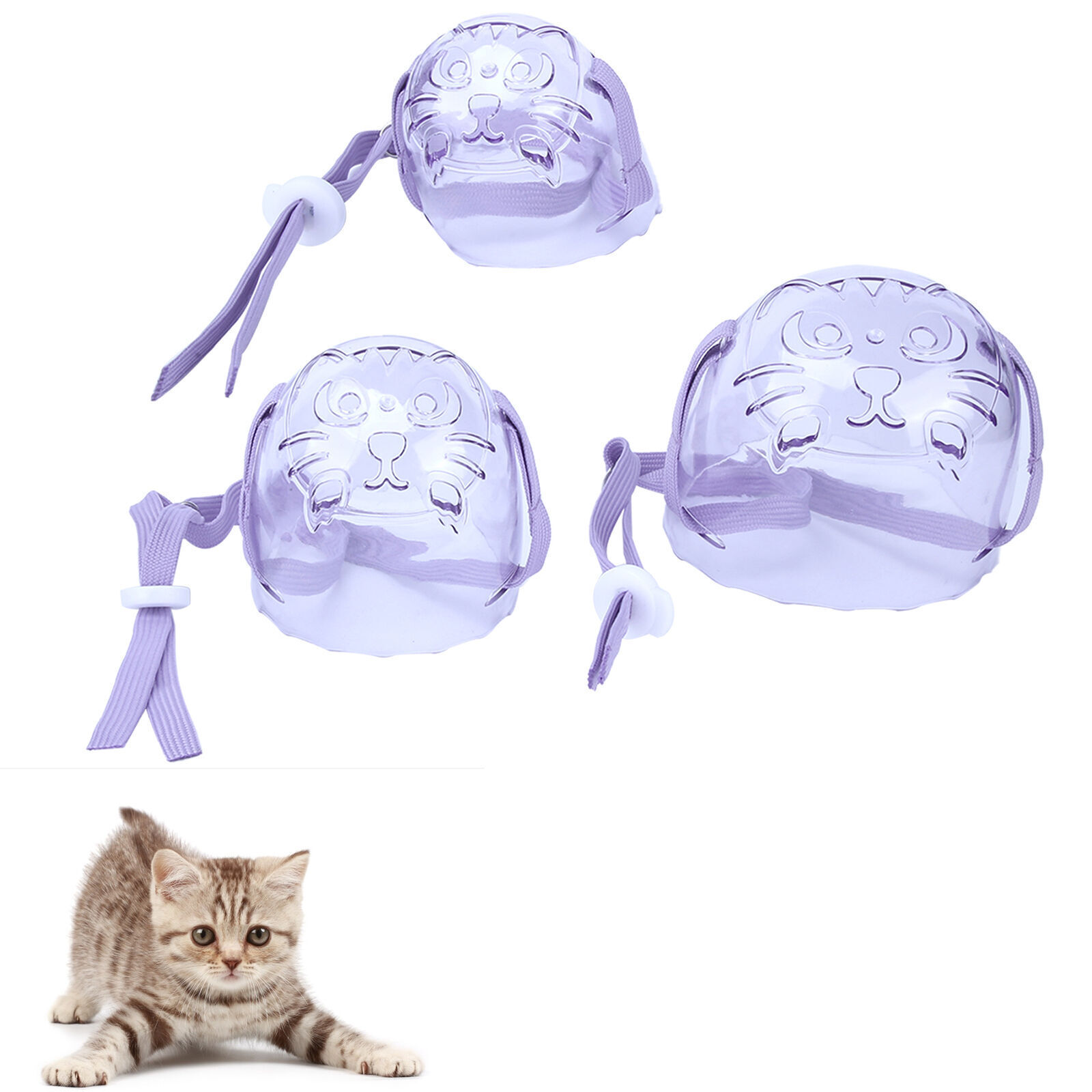 3pcs Cat Dog Muzzle Anti‑Bite Cat Mouth Cover Breathable Transparent Cat Dog