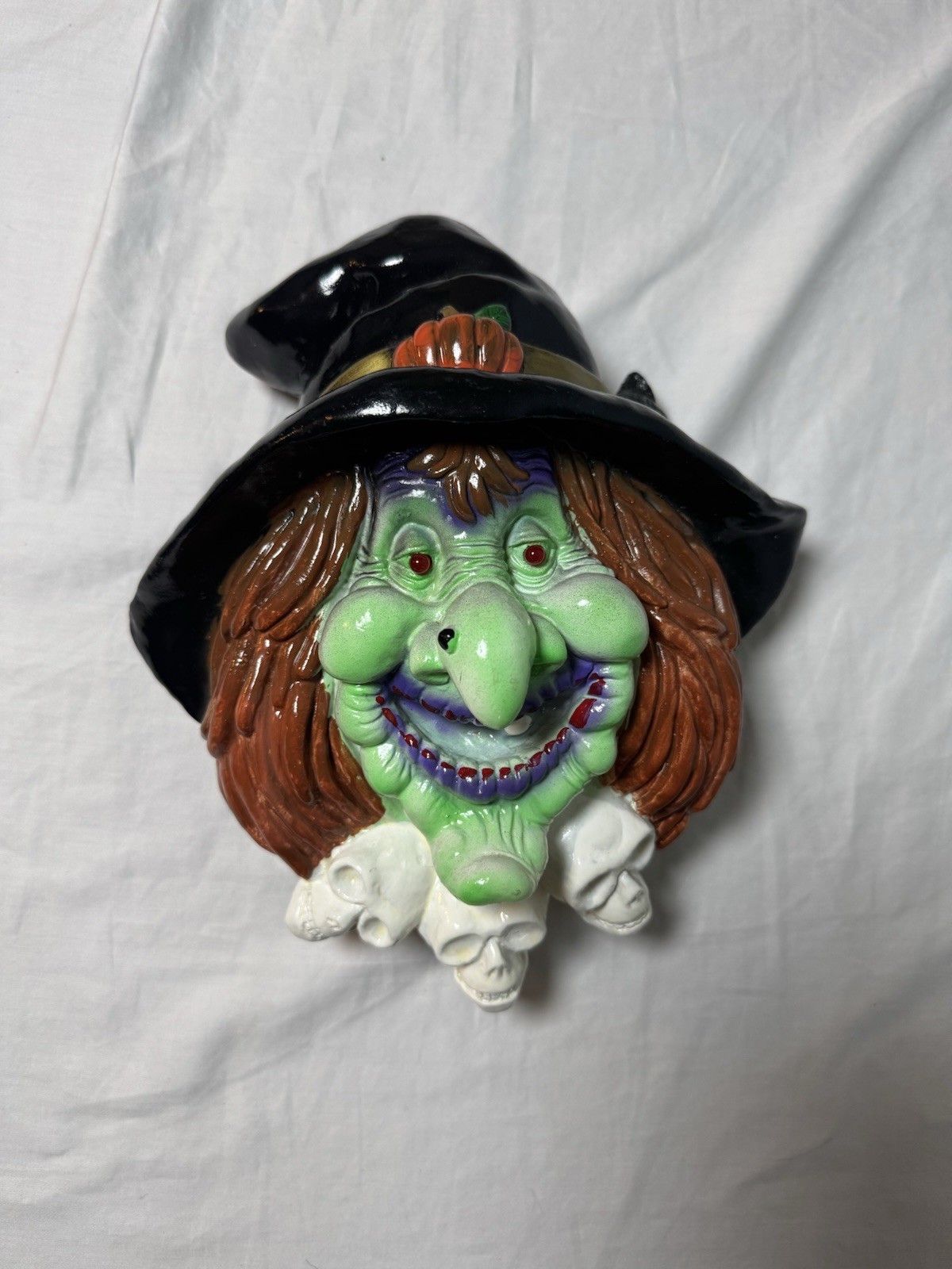 Vintage Door Halloween Witch Laughing Animated Light Up Prop Decor Plastic Works