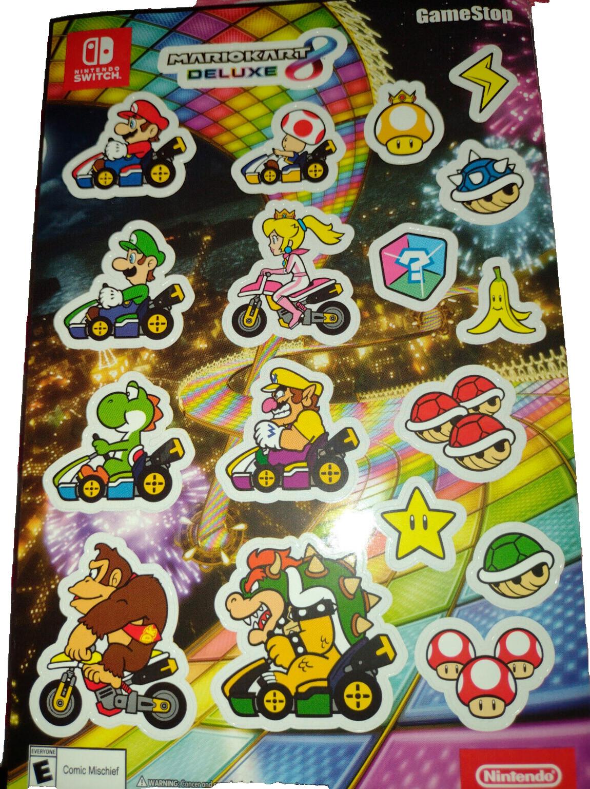 Nintendo Switch Mario Kart 8 Deluxe Sticker Sheet GameStop  17 Stickers