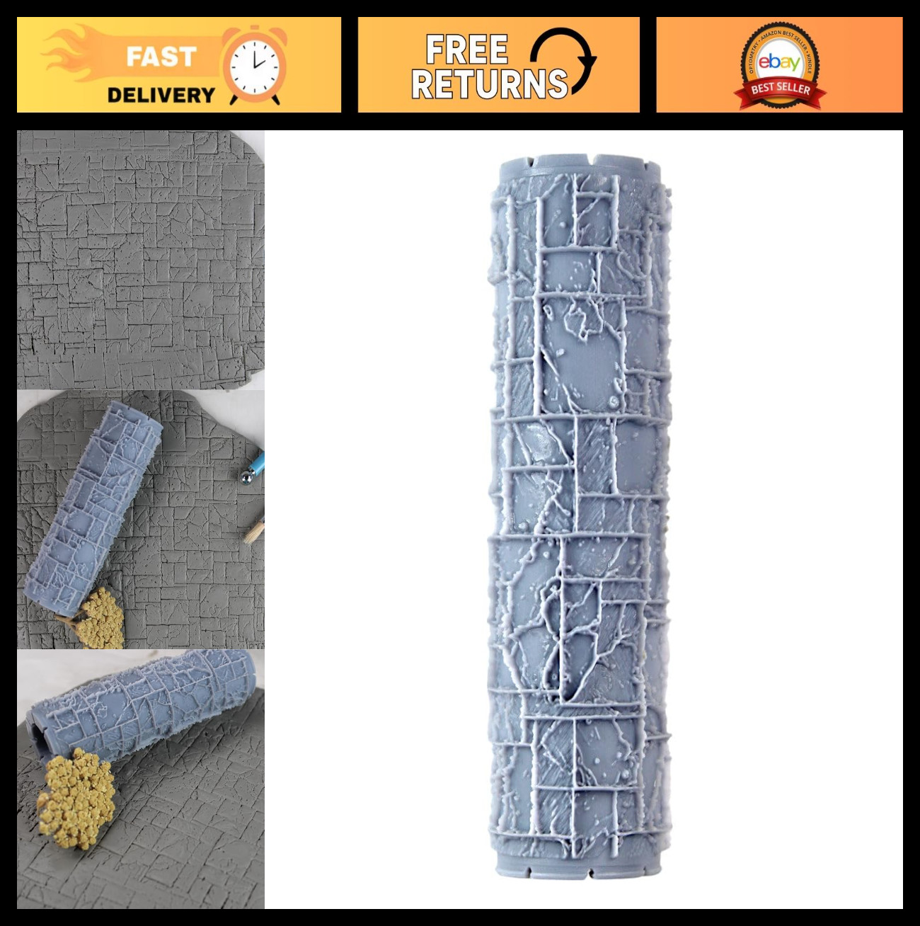 4" Clay Texture Roller - Seamless Embossing Pattern for Polymer, Ceramic & Potte