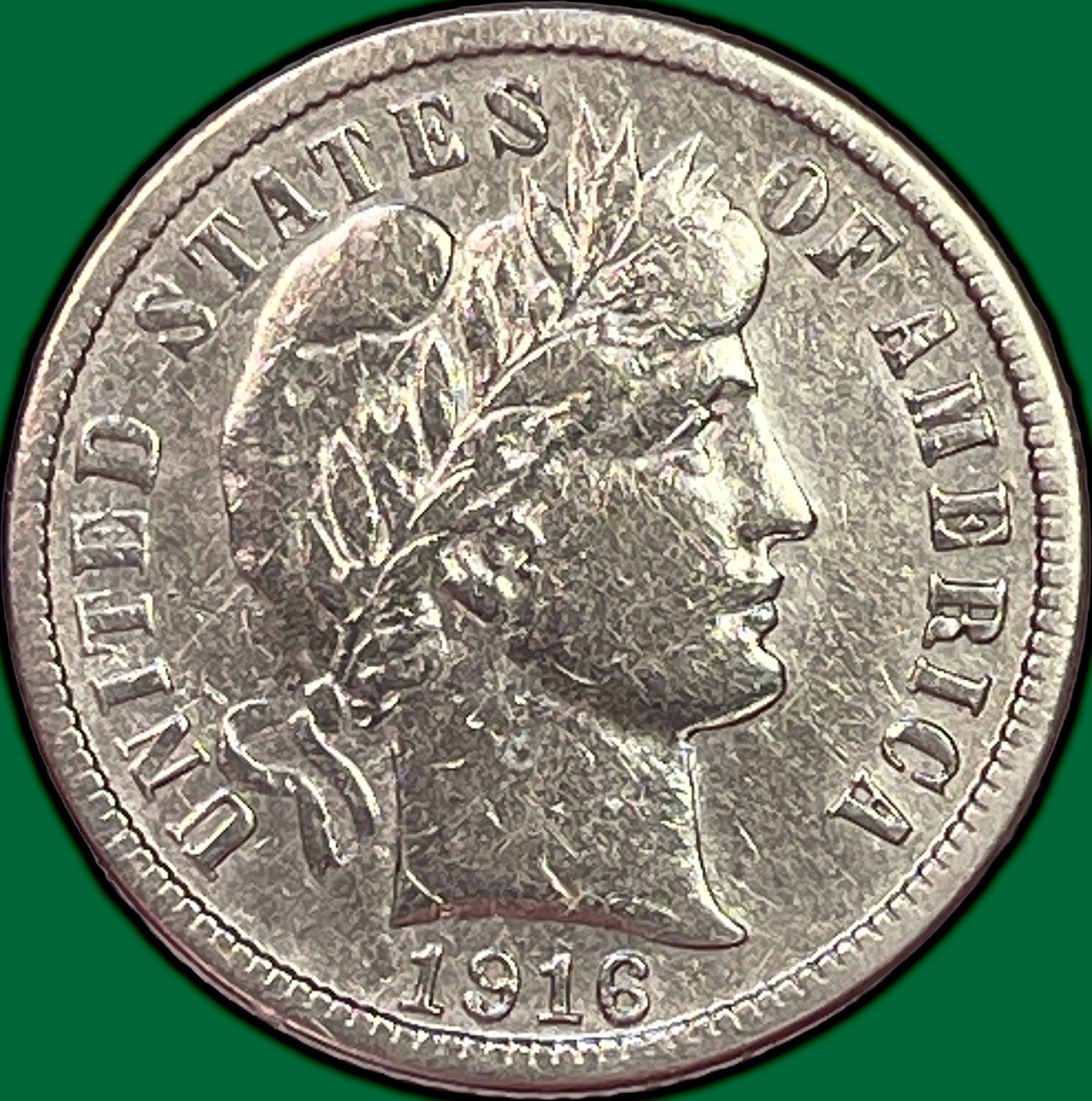 1916-S Barber Dime Extremely Fine XF Coin, Cleaning #43166
