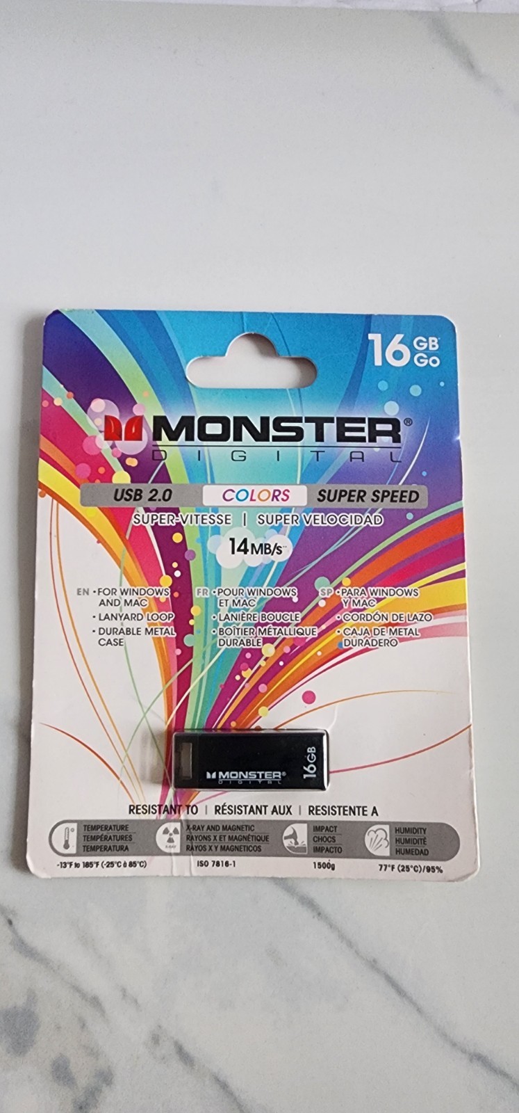 Monster Digital 16 GB USB 2.0 High Speed Flash Drive For Windows & Mac