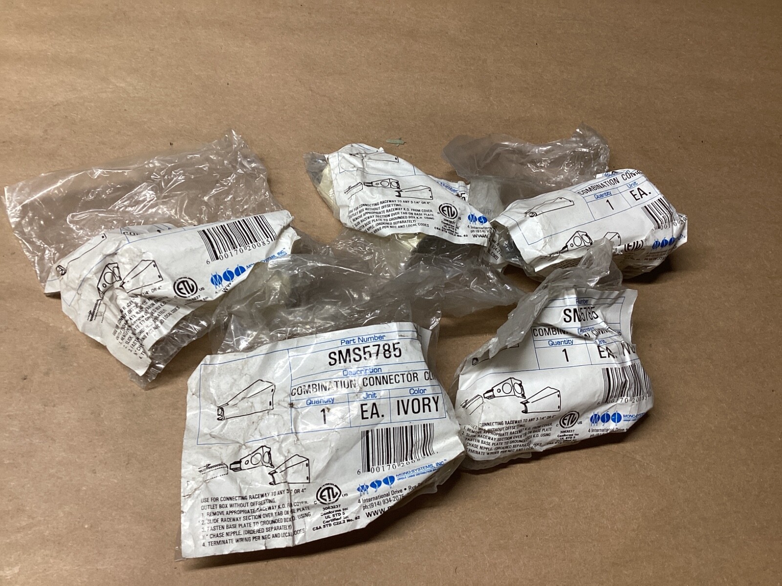 LOT OF 5 MONO SYSTEMS SMS5785 COMBINATION CONNECTOR CLIP  #110E114PR6*CO