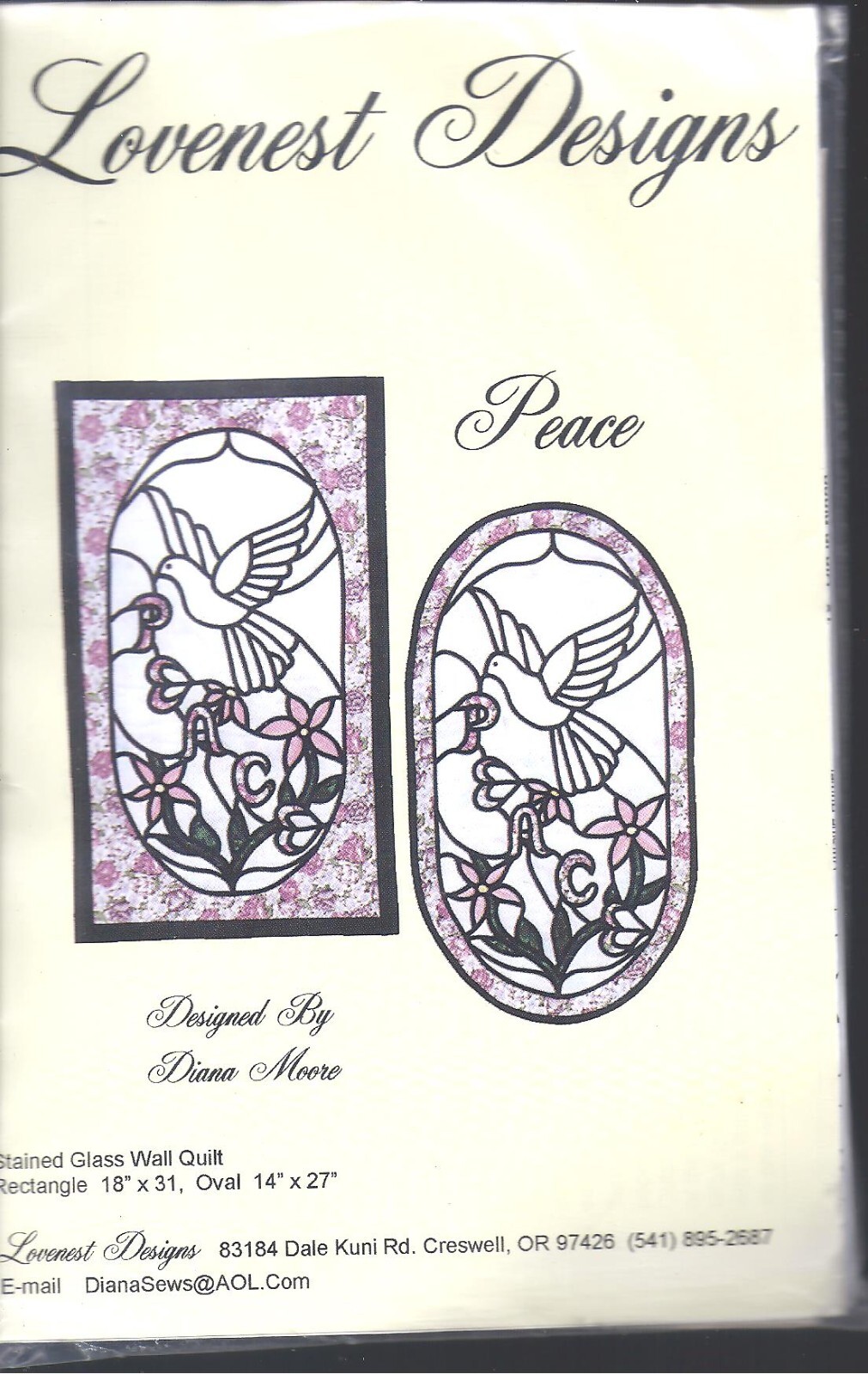 Lovenest Designs Stained Glass Wall Quilts PEACE  Pattern