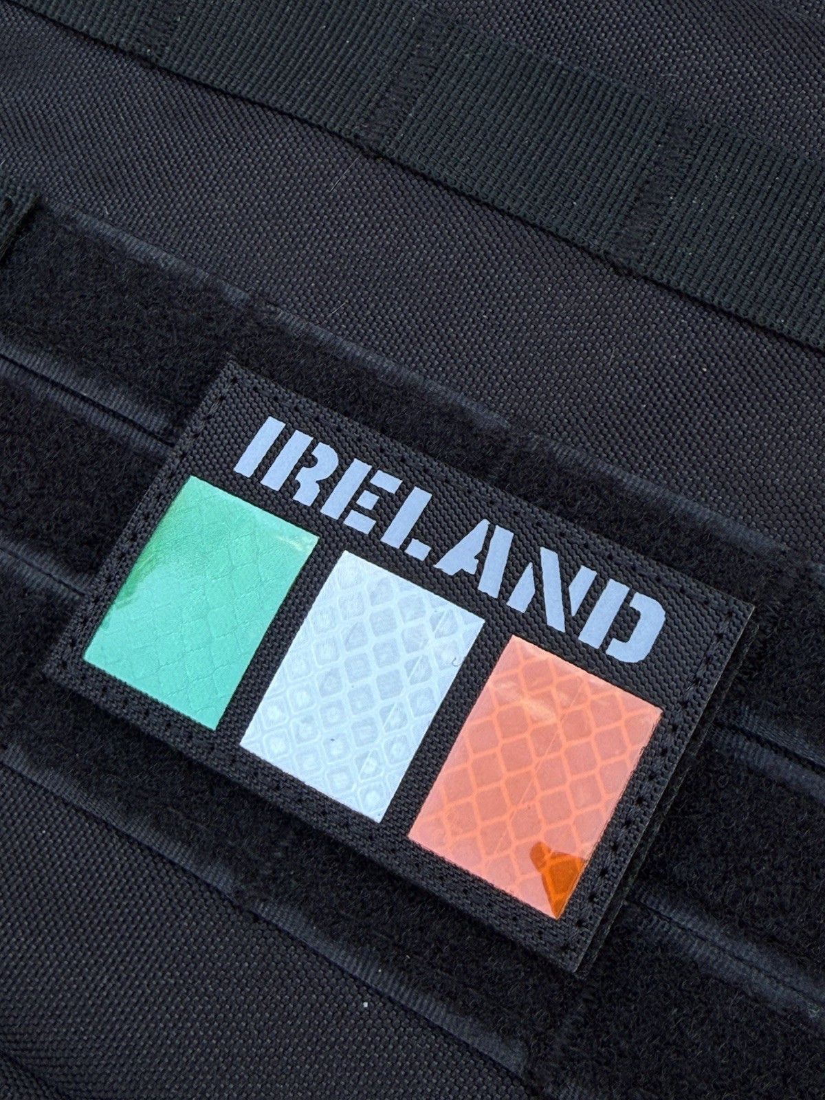 Ireland IR Reflective Tactical Flag Hook Loop Patch Color Black