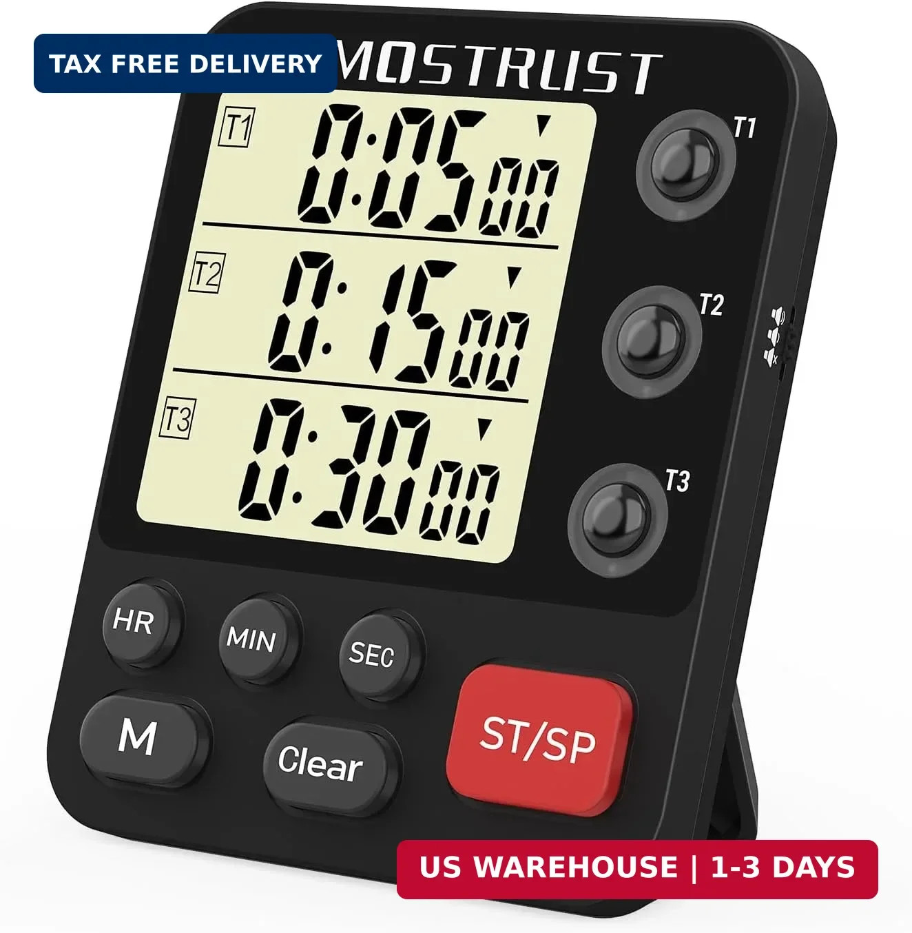 Digital Dual Kitchen Timer, Multiple Channels Countdown Timer | 3-Groups Triple