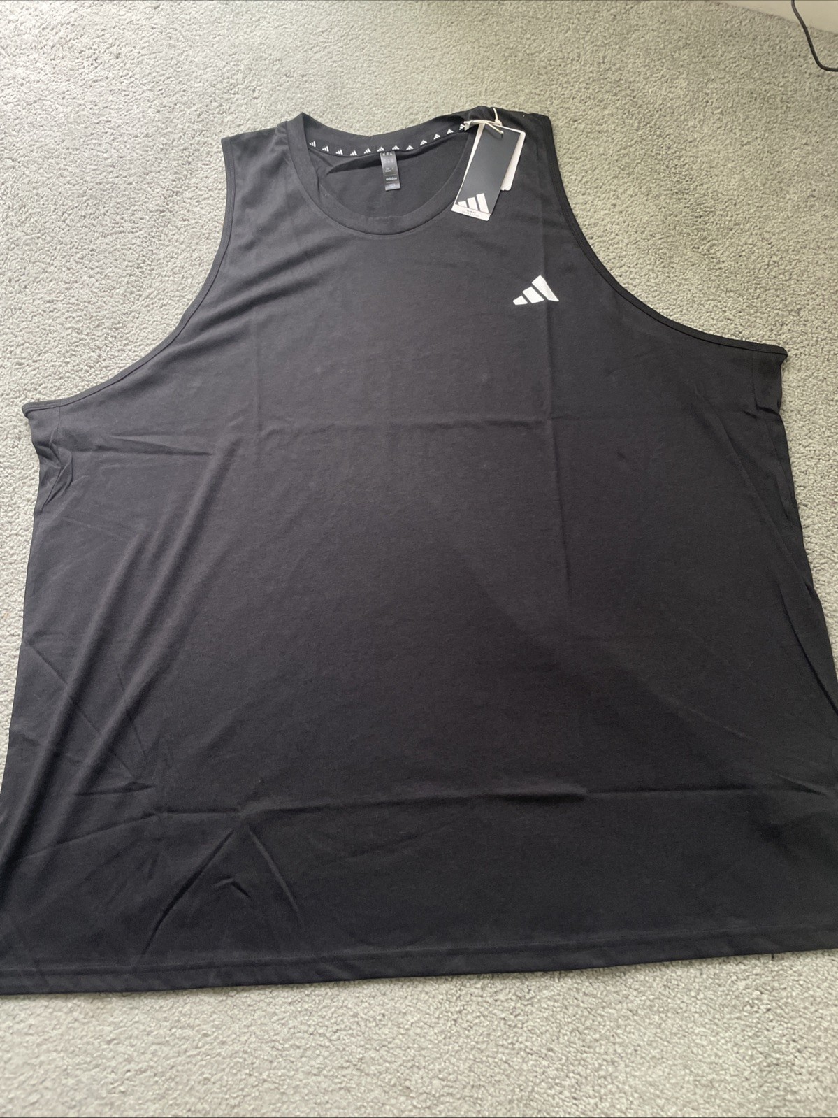 Adidas Men’s Tank Top Athletic Black White Logo Sleeveless Gym Workout Run 3XL