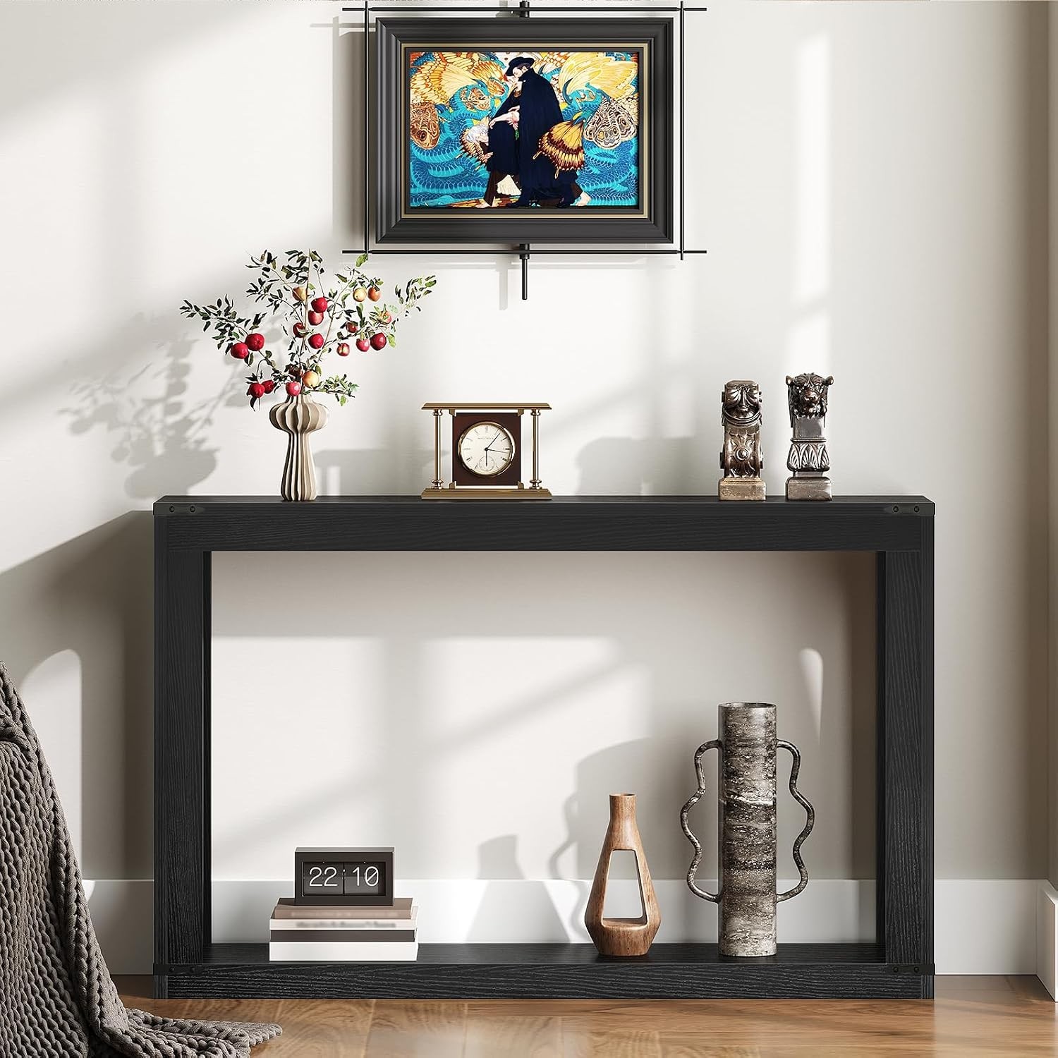 Farmhouse Console Table 47.2 Inches Wooden Sofa Table Behind Couch Table with