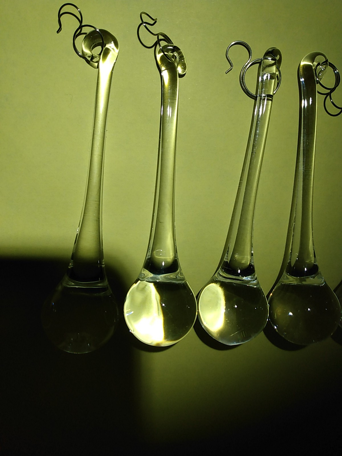 TEARDROP CLEAR GLASS CRYSTAL WIDE CHANDELIER LAMP PRISMS (5)