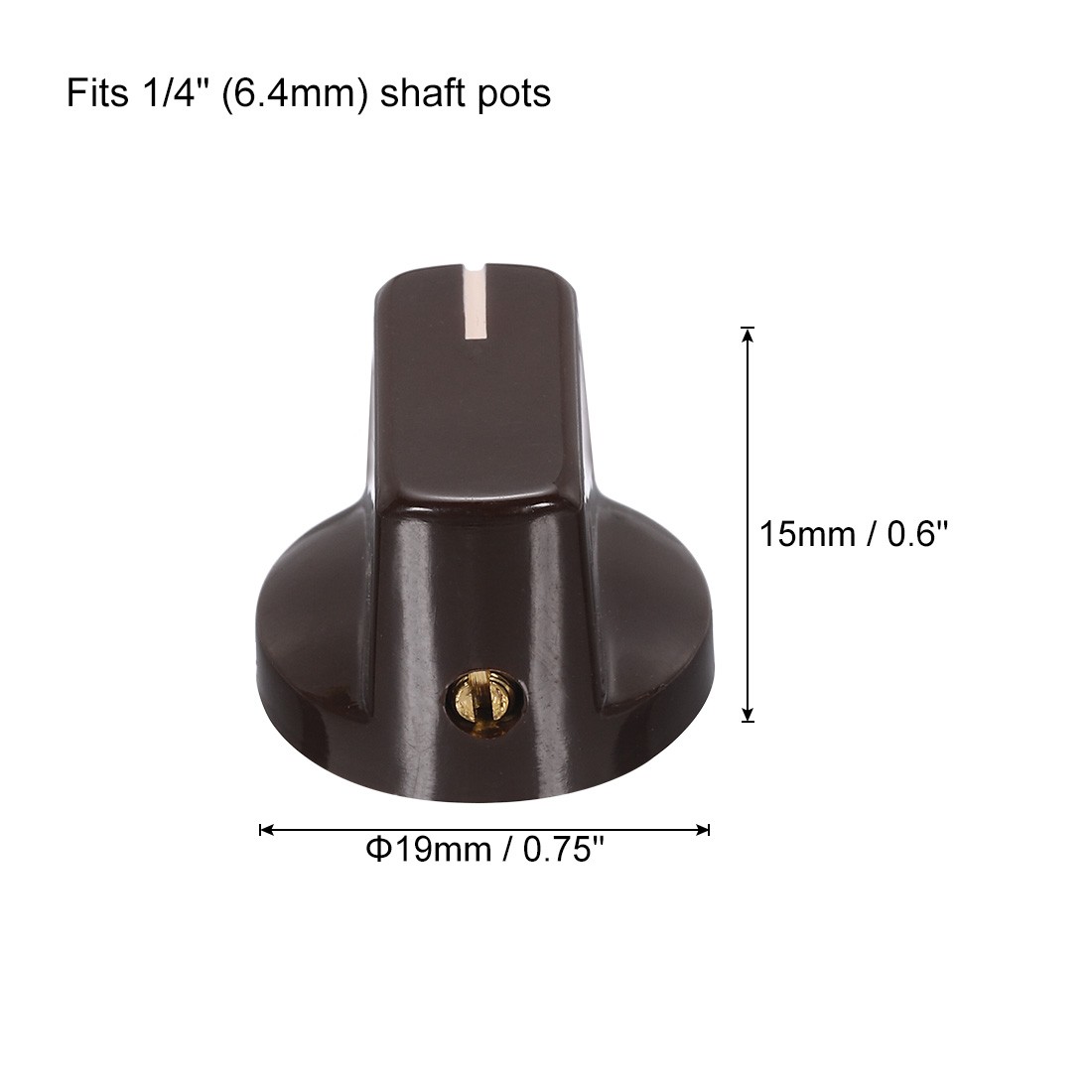 5Pcs 6.4mm Shaft Hole Pedal Knobs Pointer Control Knobs with Set Screw Coffee