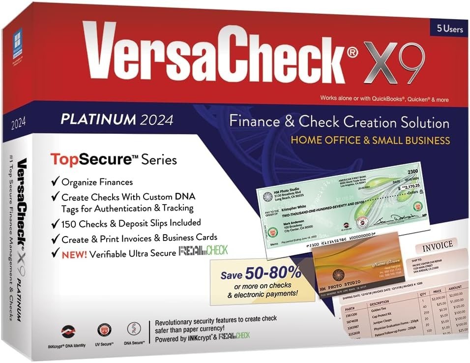 VersaCheck X9 Platinum 2024 – 5 User Finance and Check Creation Software