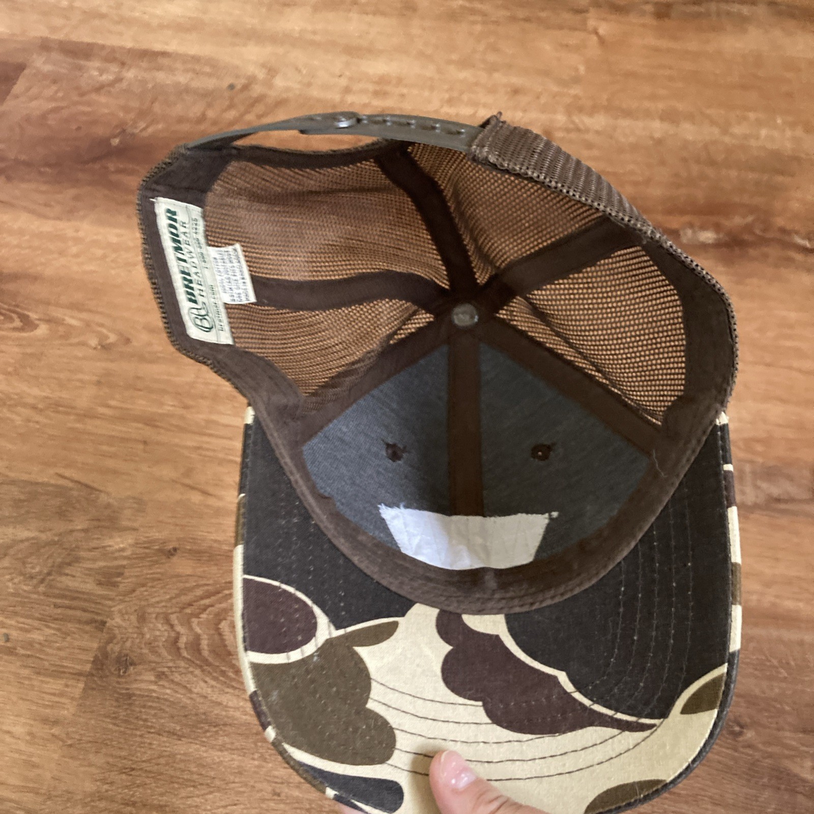 Benelli Logo Patch Trucker Hat Vintage Camo Brown Tan Adjustable