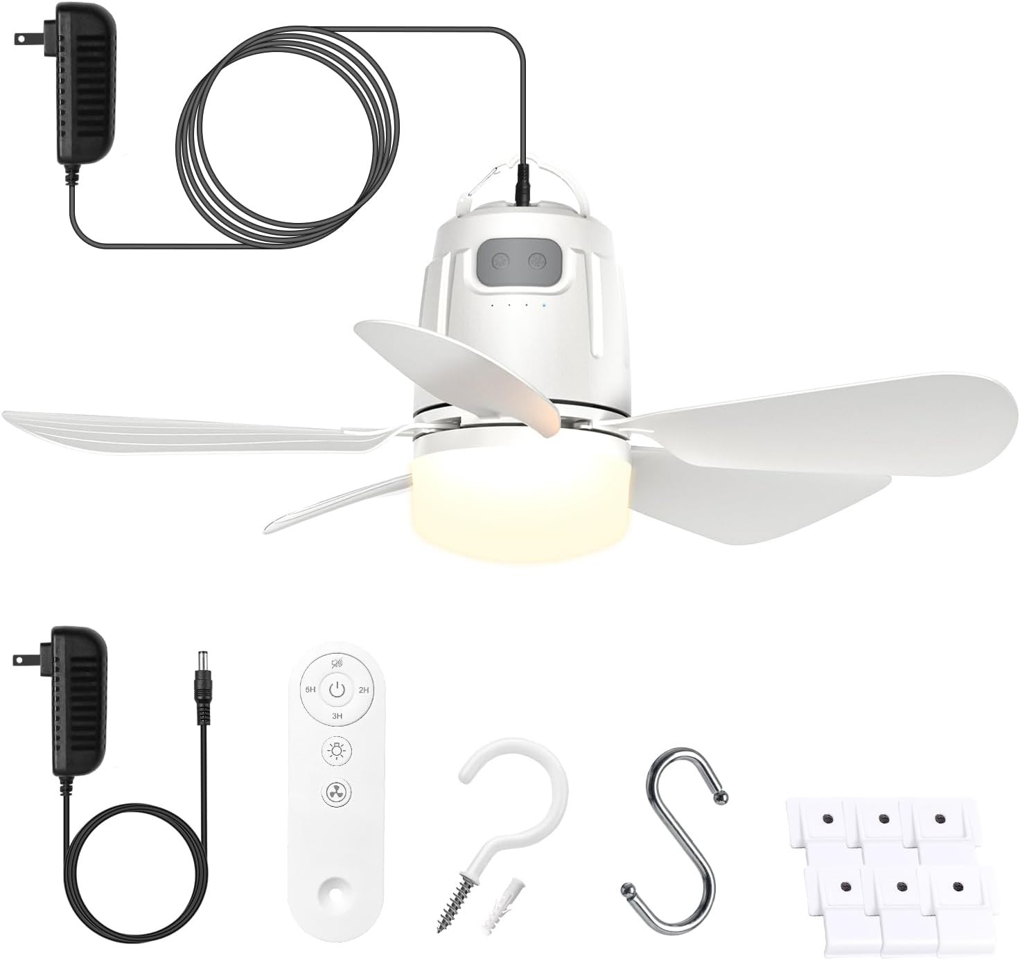 Gazebo Fan Outdoor Hanging with Light, Patio Plug in Ceiling Fan with 16.5Ft Cor