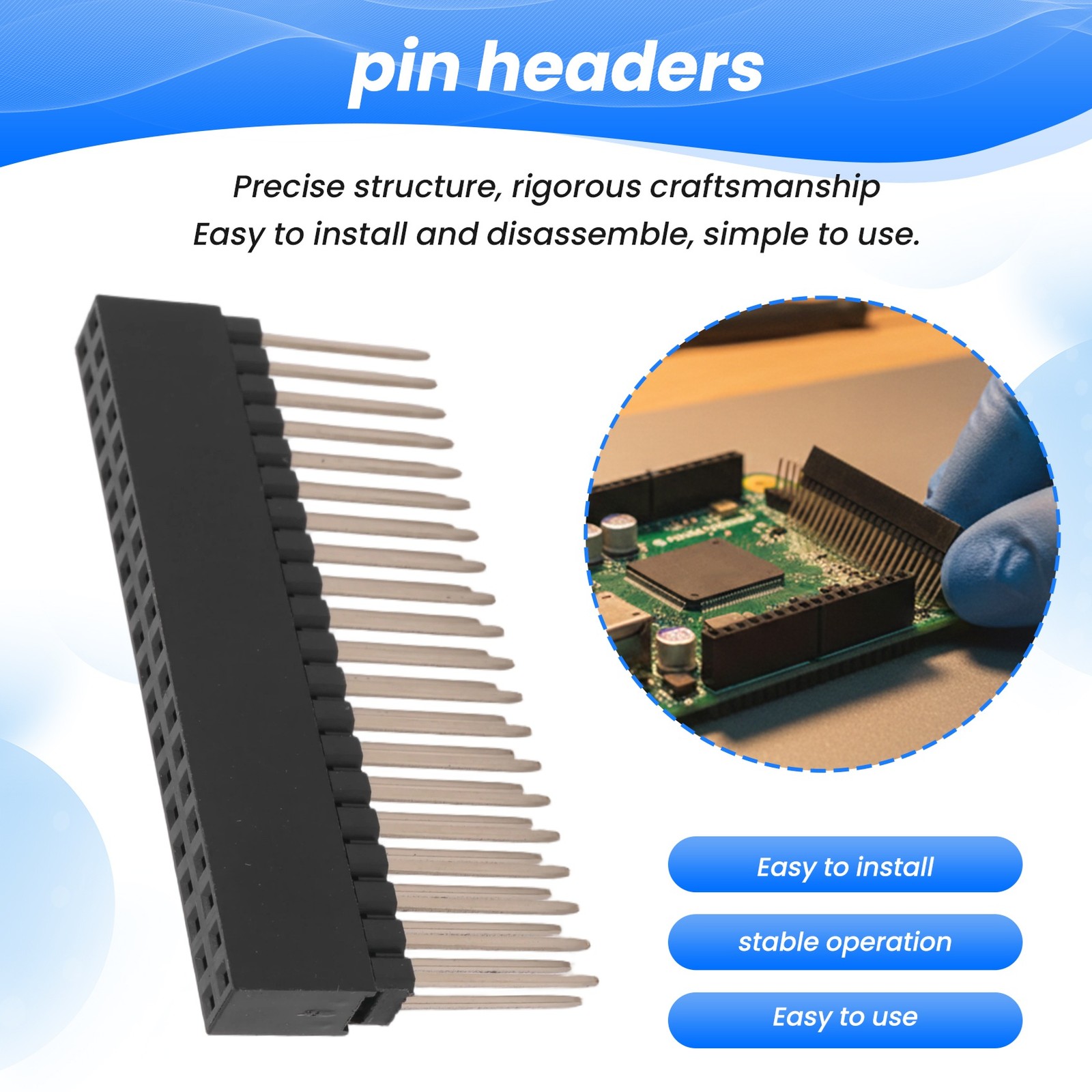 2 x 20(40 Pin) Stacking Header for A+/B+/Pi 2/Pi 3 Extra Tall Header (Pack6687