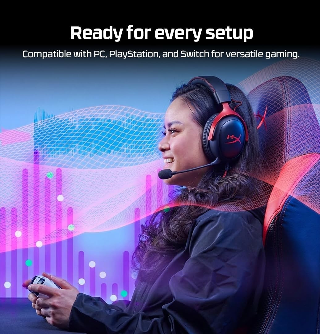HyperX Cloud III Wireless Gaming Headset Black/Red 77Z46AA 120Hr Battery