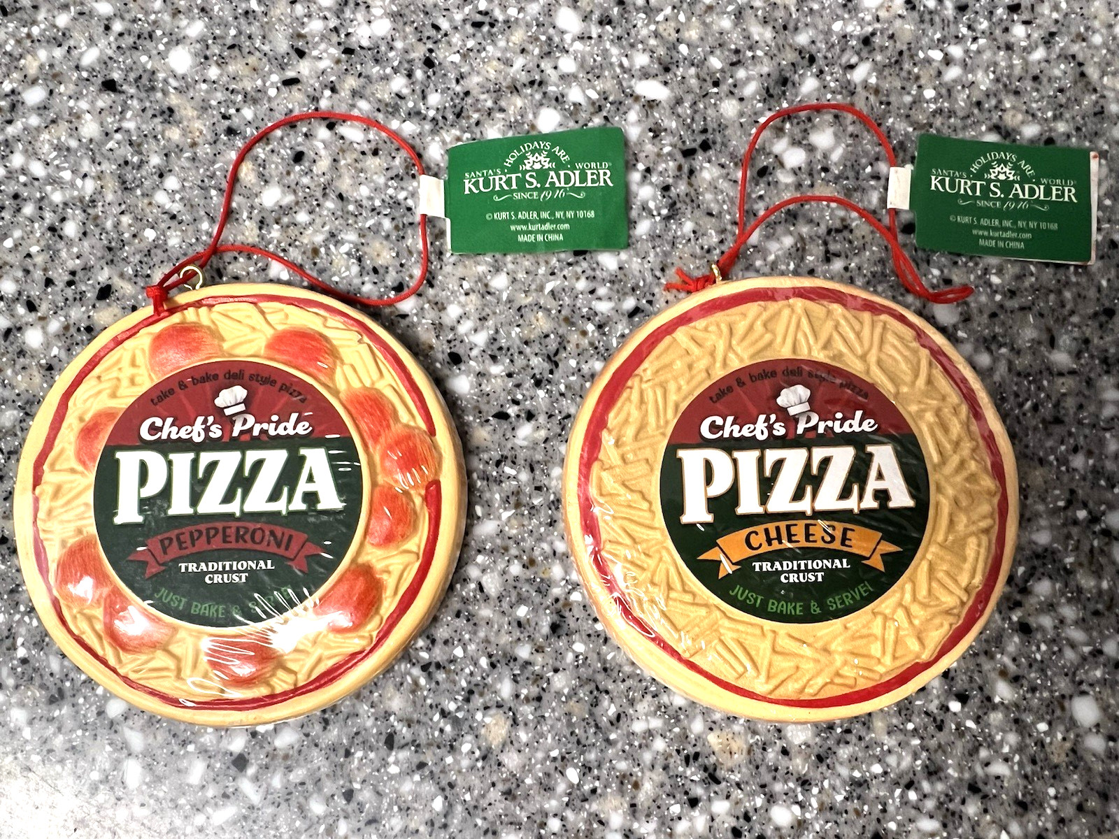 Kurt S. Adler Chef's Pride Pizza Ornament (Pepperoni or Cheese - Choice of 1)