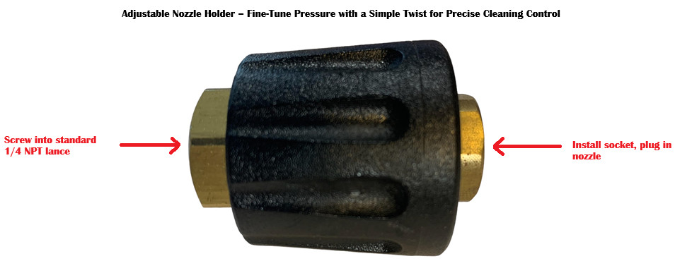 Pressure Washer Nozzle Holder, Turn Collar To Adjust Pressure Quickly!
