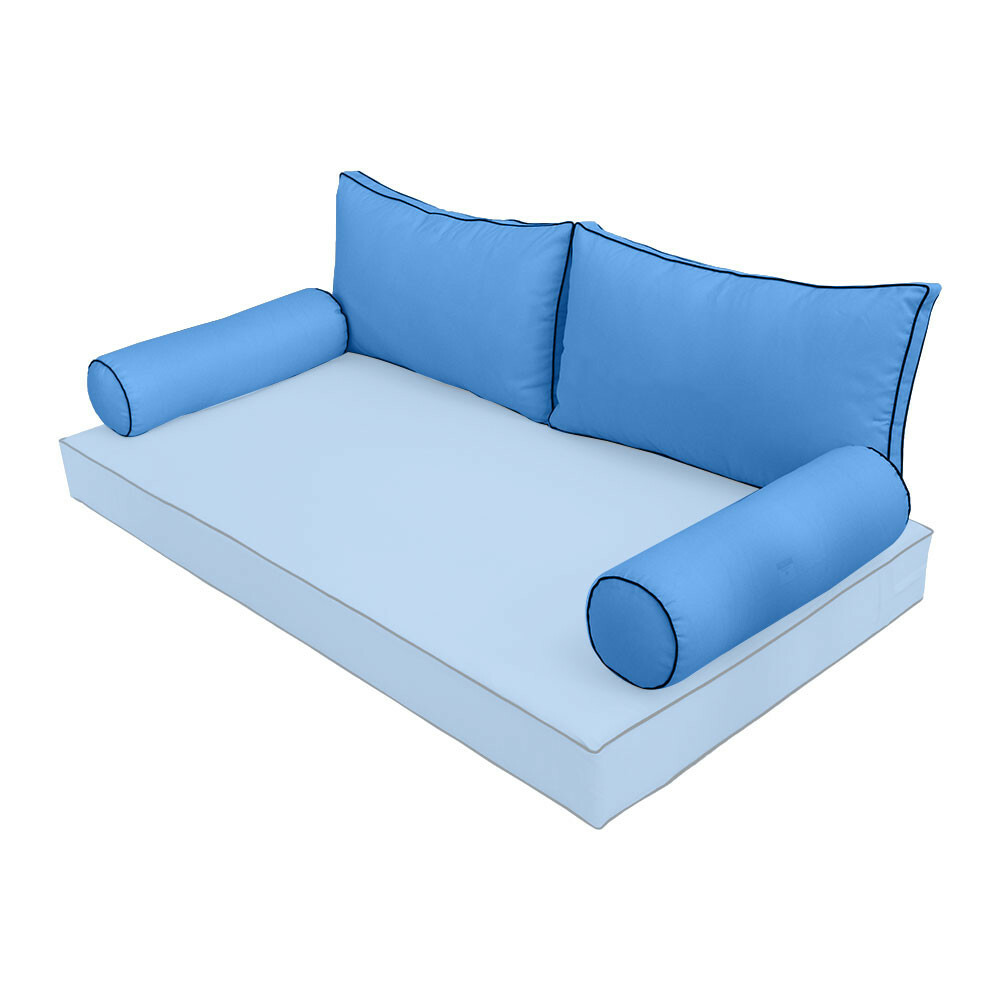 |COVER ONLY| STYLE 2 Queen Bolster Pillow Daybed Porch Swing Contrast Trim AD102