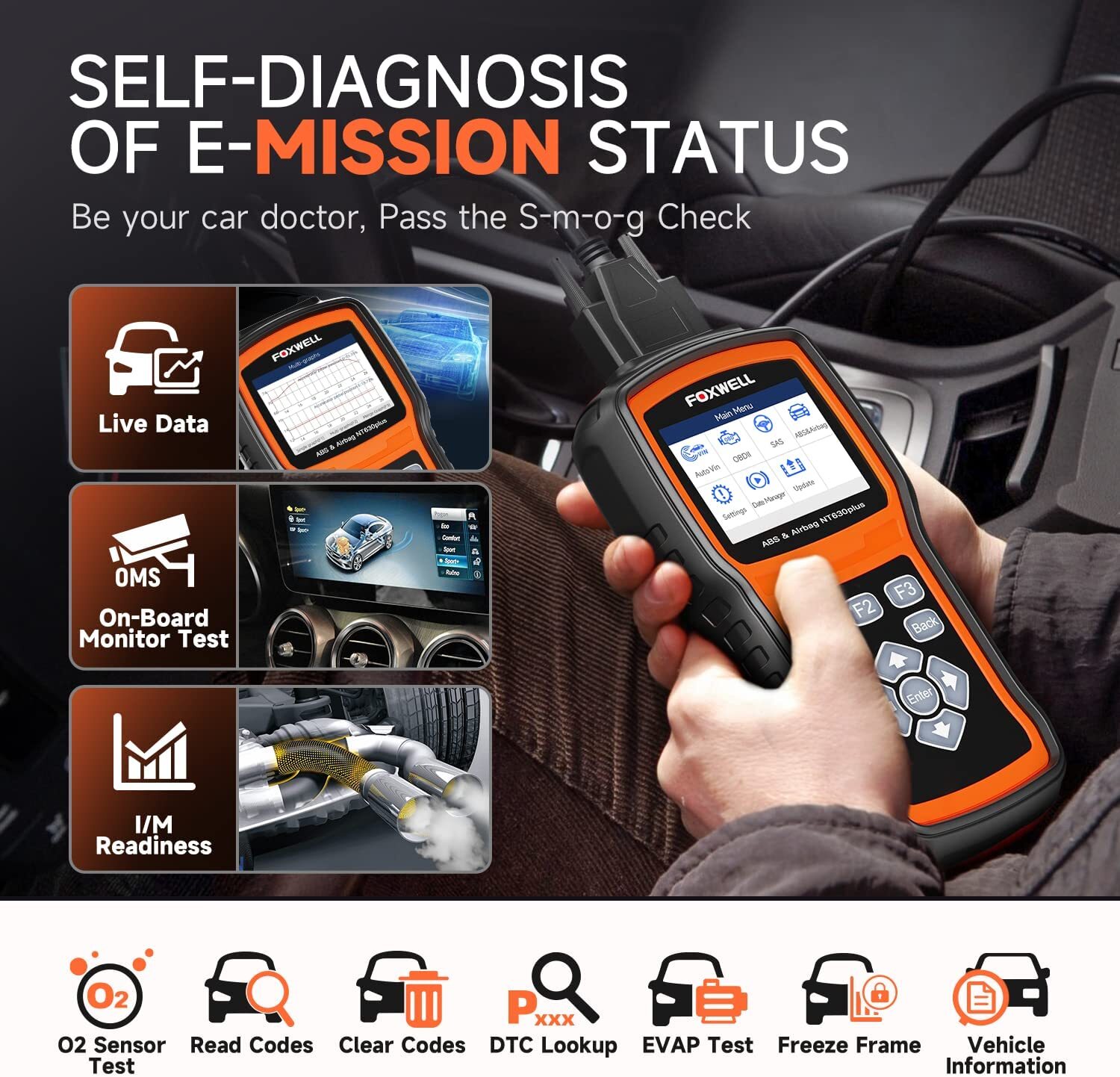 Foxwell NT630 Plus SAS SRS ABS Bleeding Code Reader OBD2 Scanner Car Diagnostic