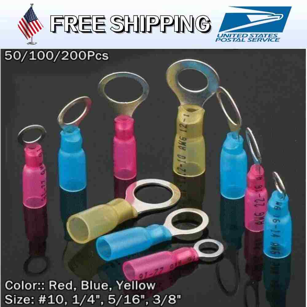 Heat Shrink Waterproof Ring Terminals Copper Wire Crimp Connectors Assortment