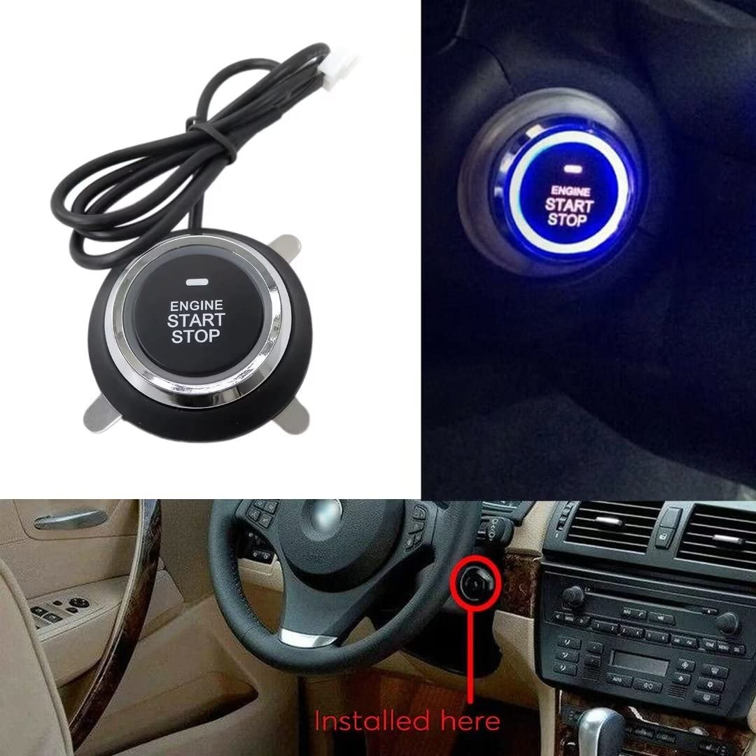 12V Cars Ignition Switch RFID Engine Start Push Button Keyless Entry Starter Kit