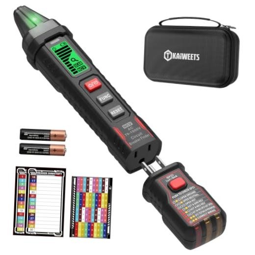 Circuit Breaker Finder with LCD Display, GFCI Outlet Tester, AC 90-130V