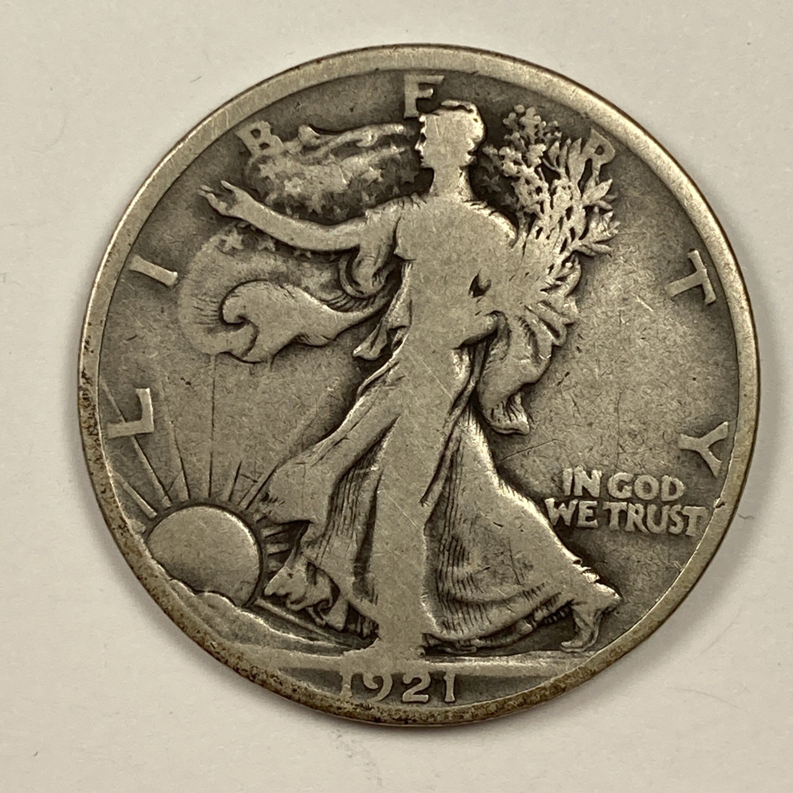 1921 Walking Liberty Half .50. Very Good +.
