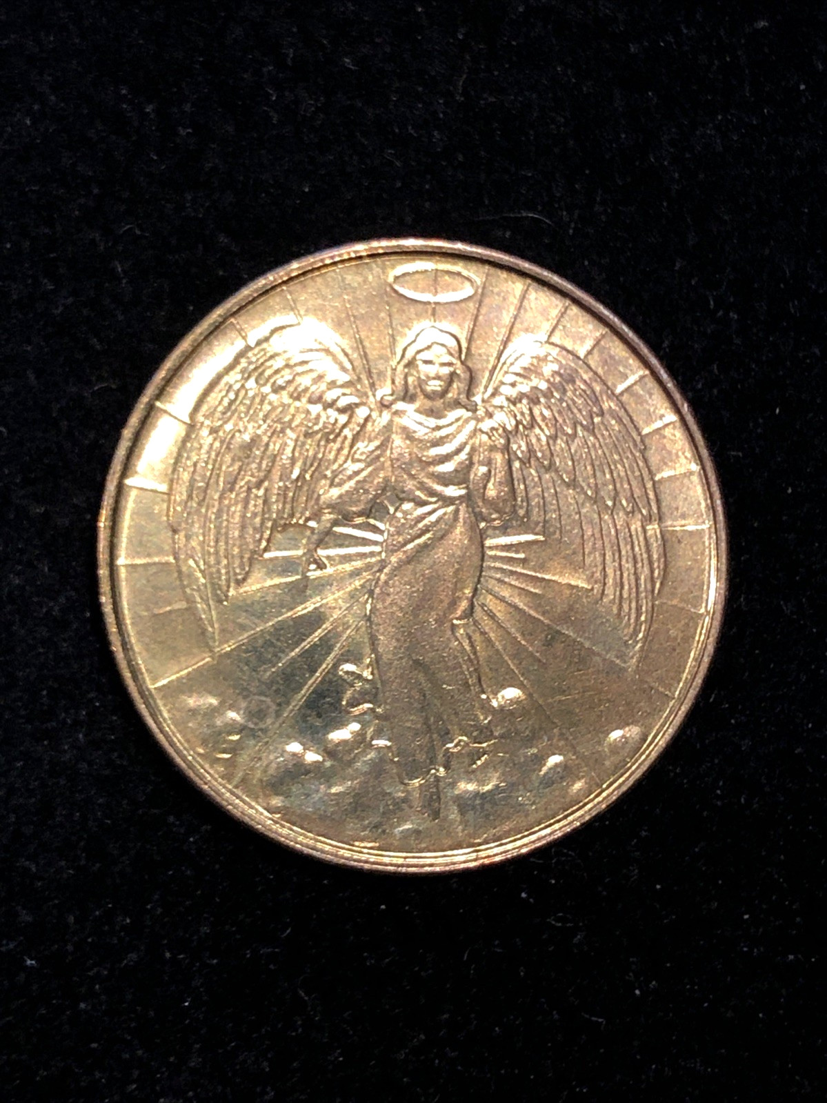 Vintage Guardian Angel-Double-Sided Gold Plated Good Luck Collectors Coin Unc