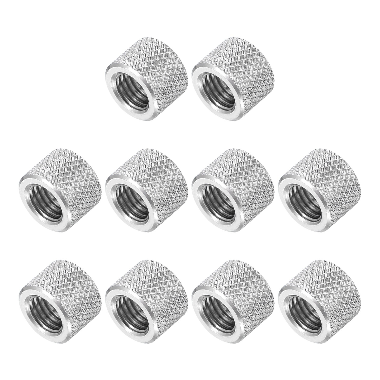 M8 10 Pack 304 Stainless Steel Round Knurled Connector Nuts,0.47"OD x 0.31"H