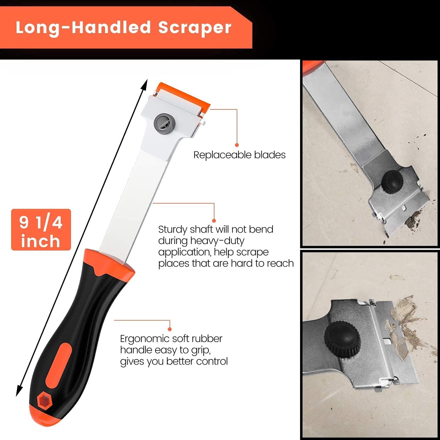 Razor Blade Scraper, Long Handled Scraper Tool with 10 Extra Replacement Blades,