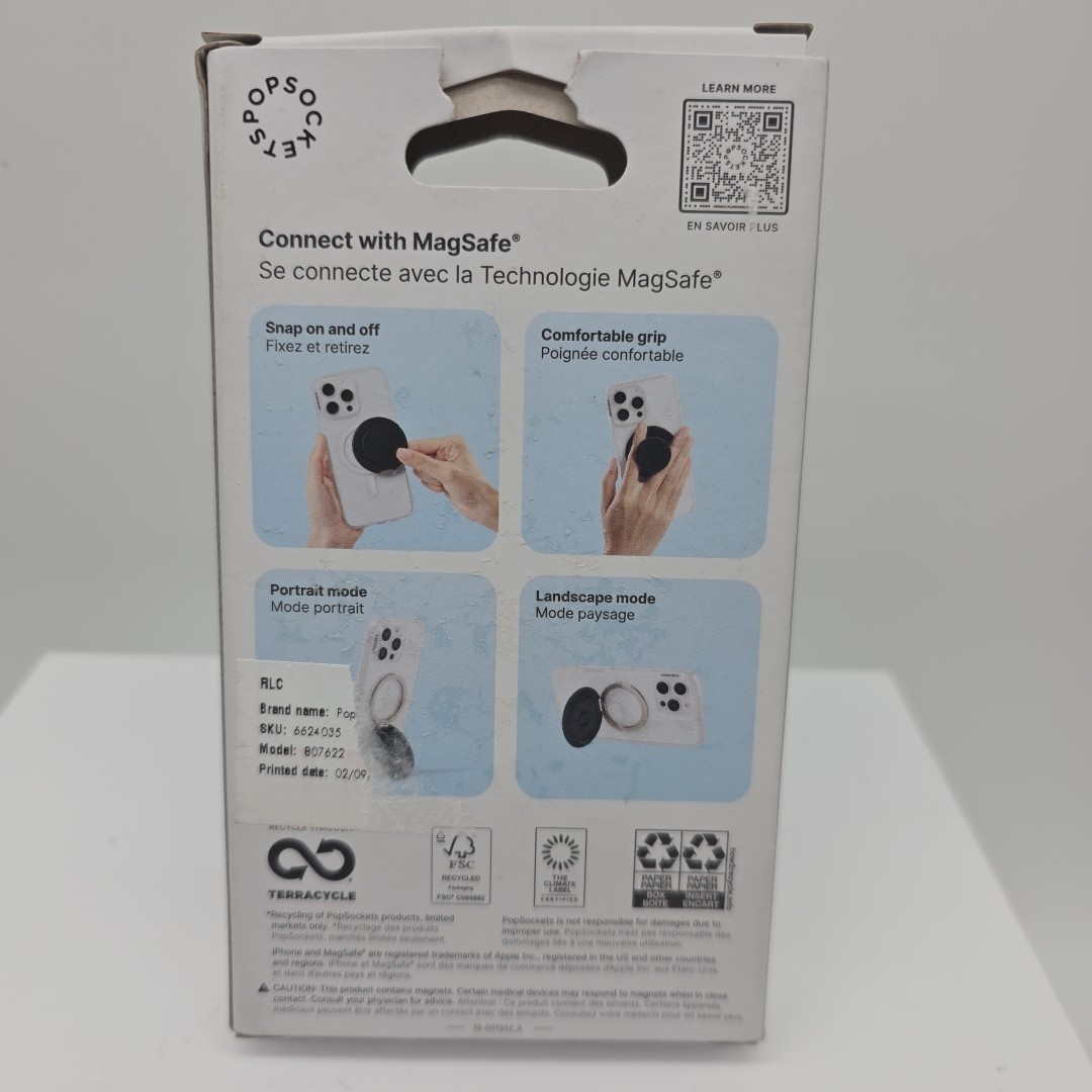 PopSockets Kick-Out Round Phone Grip & Stand Ring For Magsafe Black